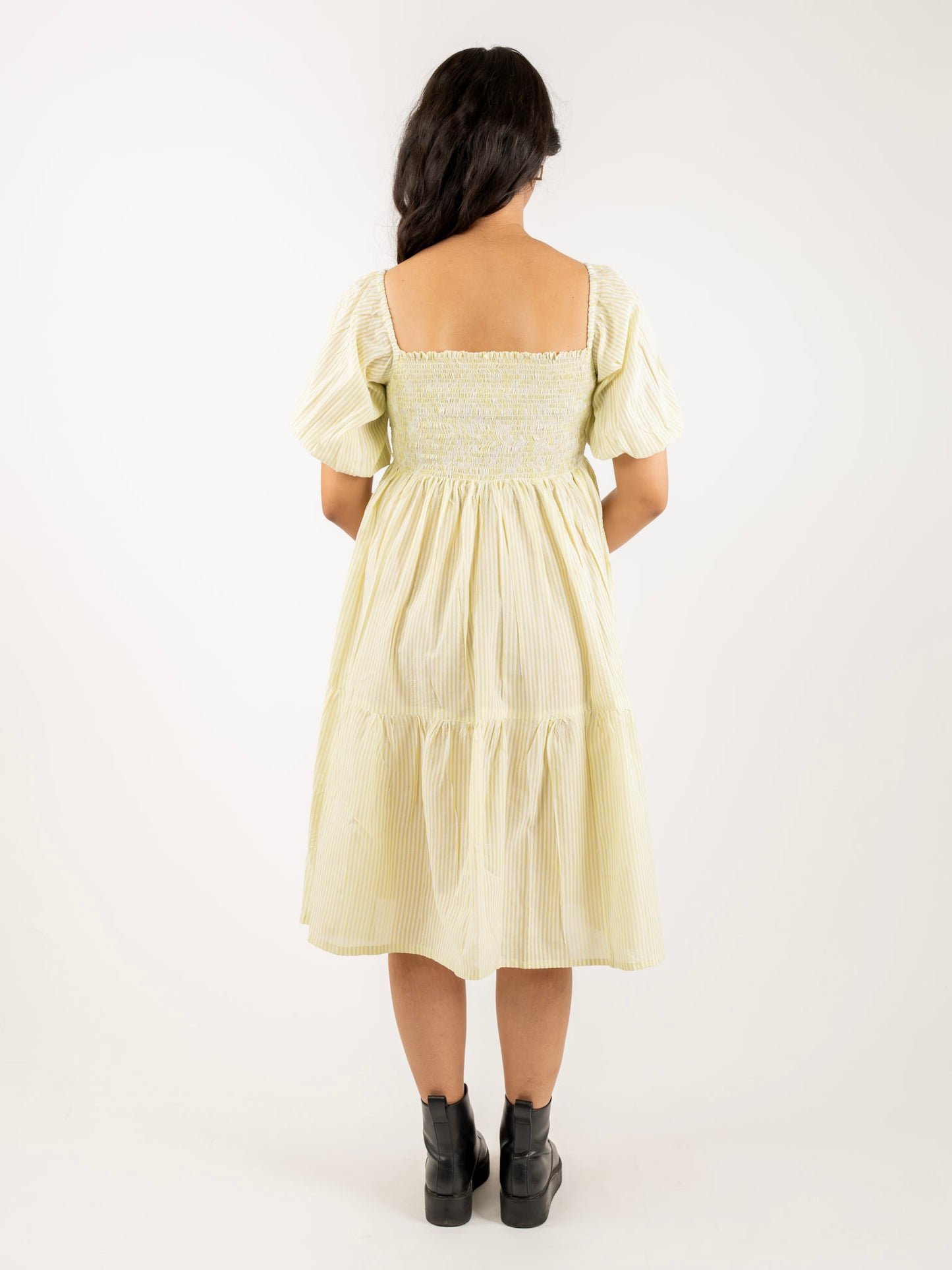 MONOMEE BILLY GREEN STRIPED DRESS
