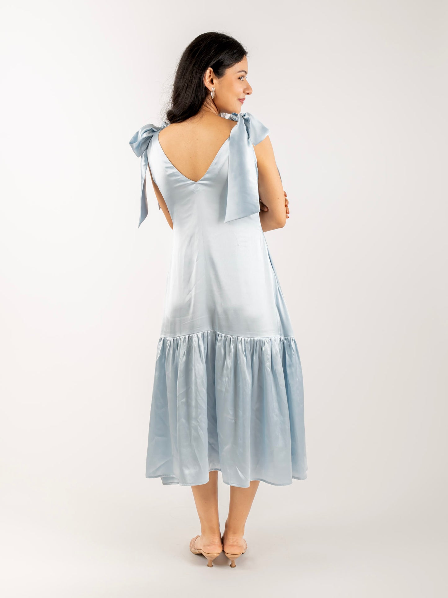 MONOMEE WILLOW SATIN BOW TIE DRESS