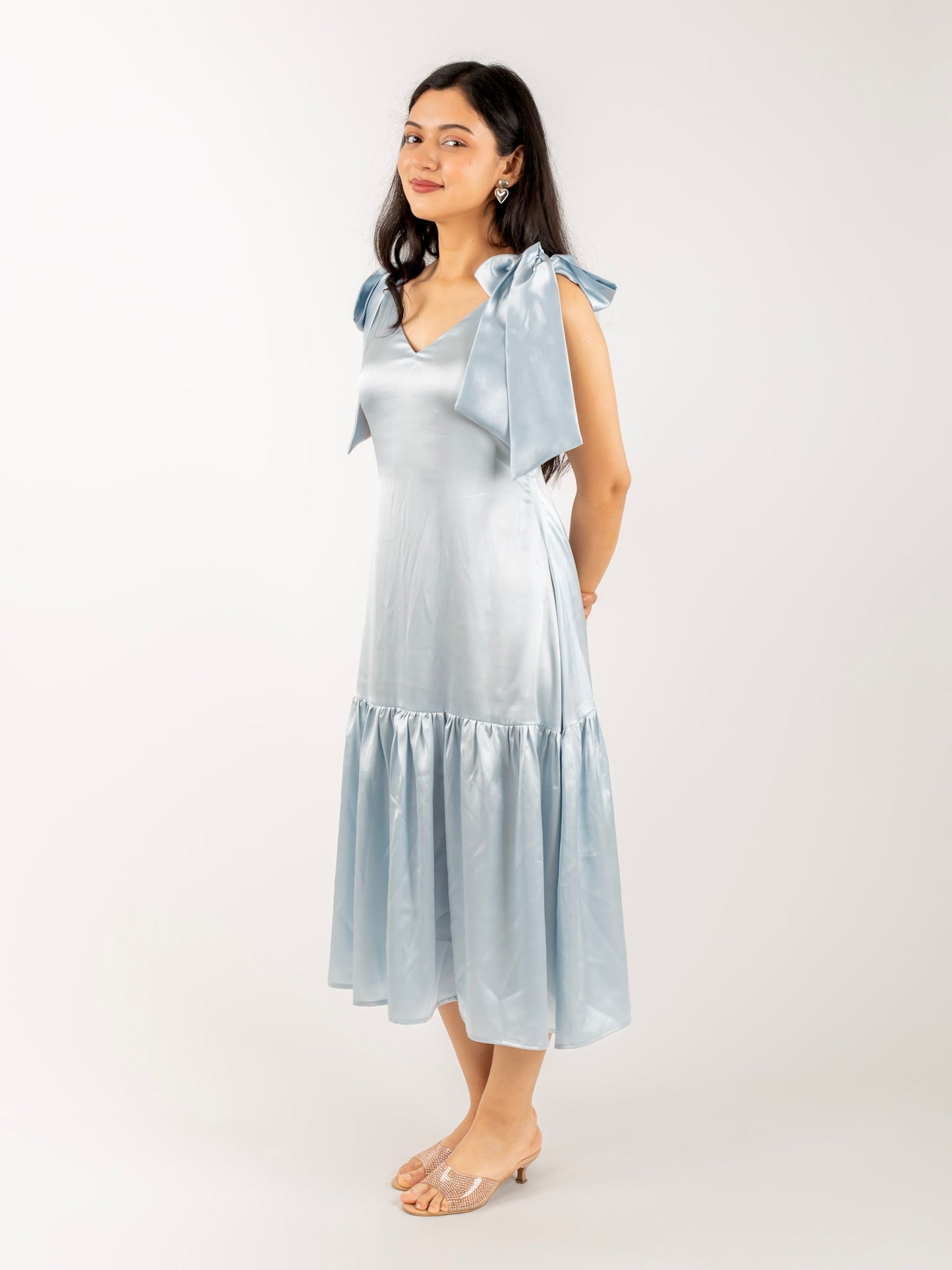 MONOMEE WILLOW SATIN BOW TIE DRESS