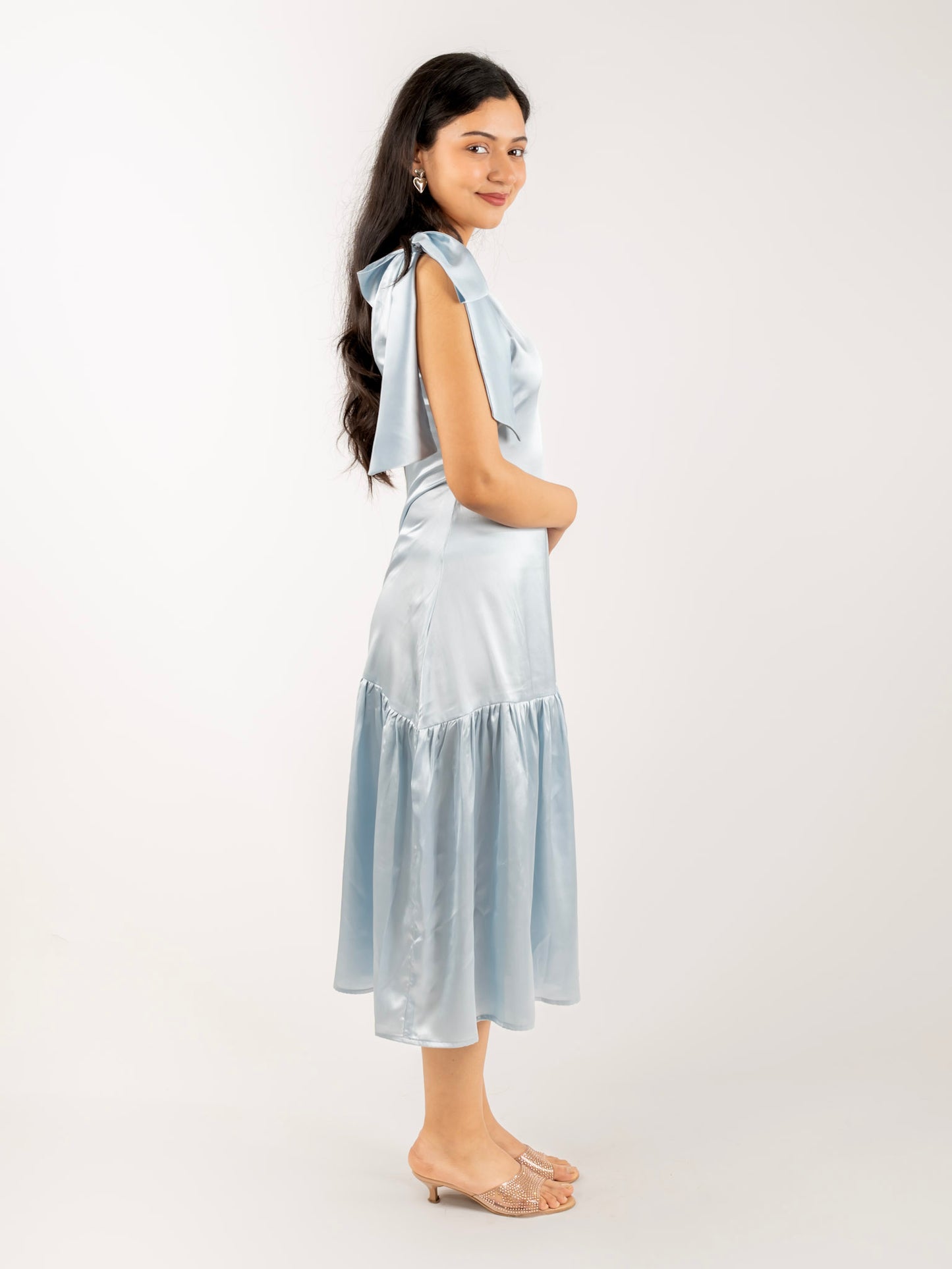 MONOMEE WILLOW SATIN BOW TIE DRESS