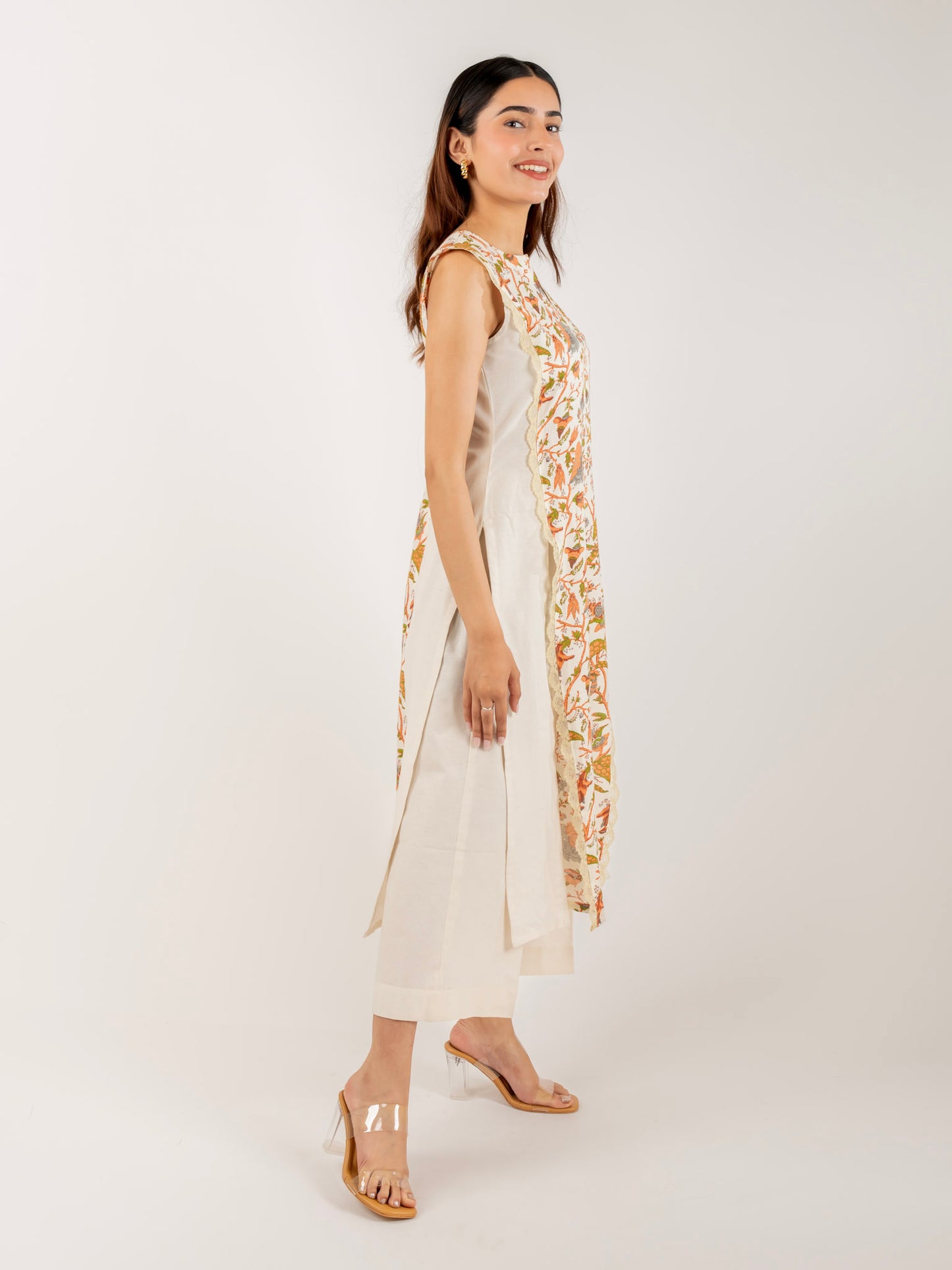 MONOMEE MRIDULA FLORAL PRINTED LACE COTTON SUIT SET