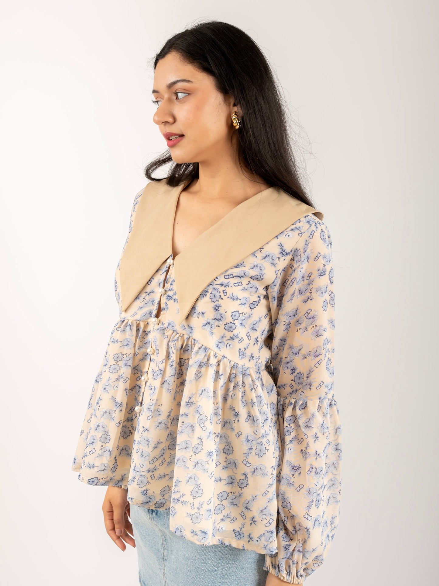 MONOMEE KIKI PETER PAN COLLAR TOP