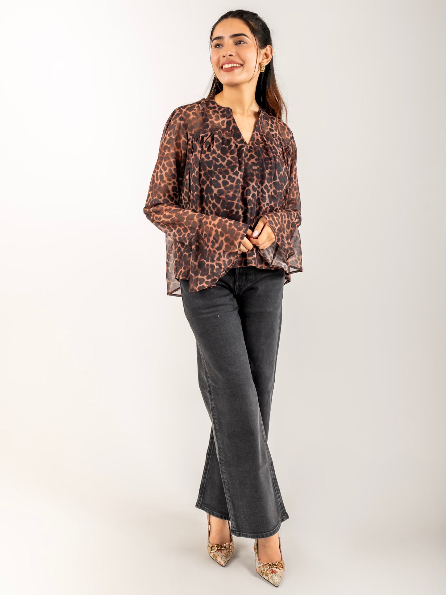 MONOMEE WENDY ANIMAL PRINT TOP