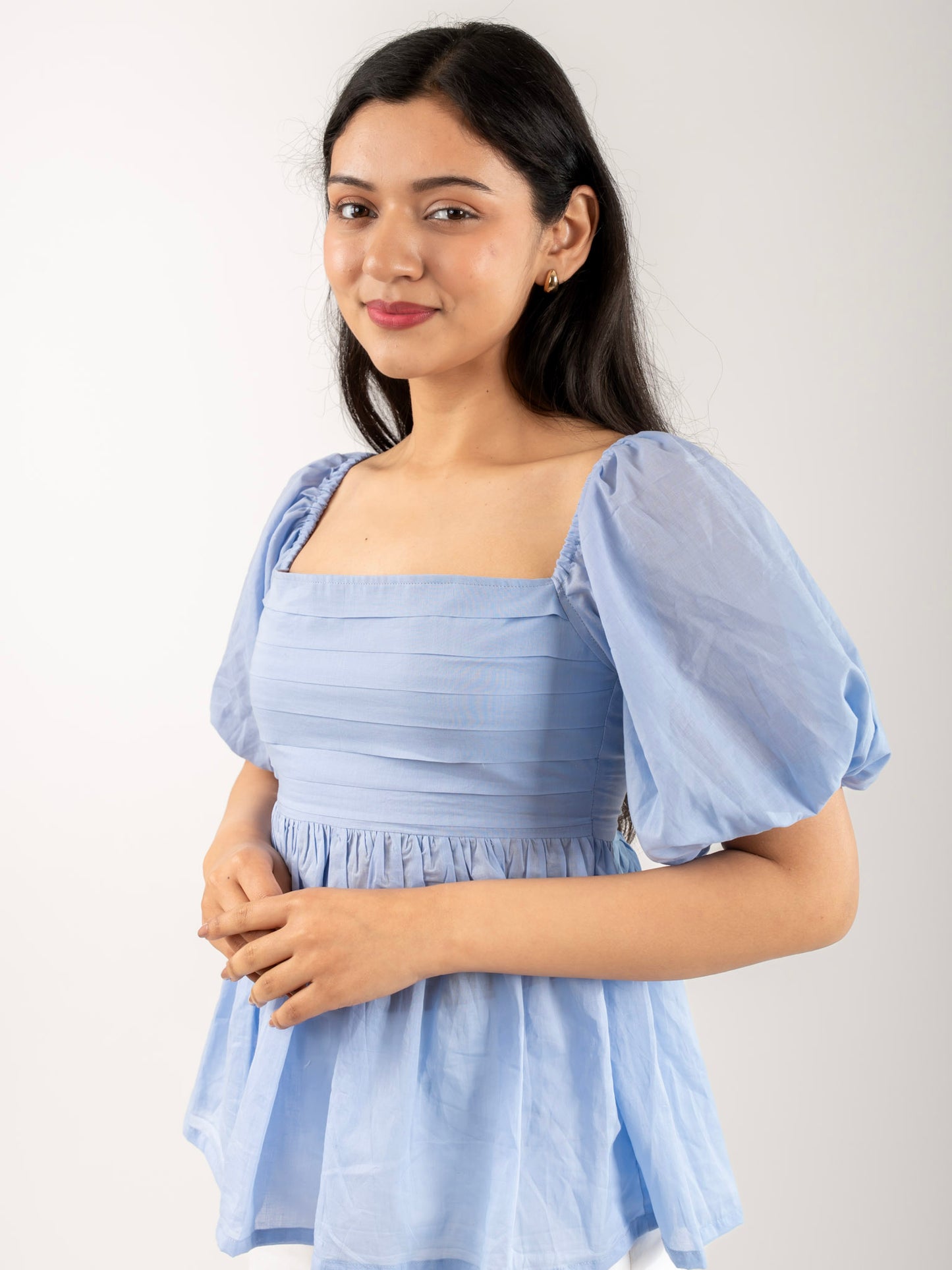 MONOMEE MILLIE COTTON PUFF SLEEVE TOP