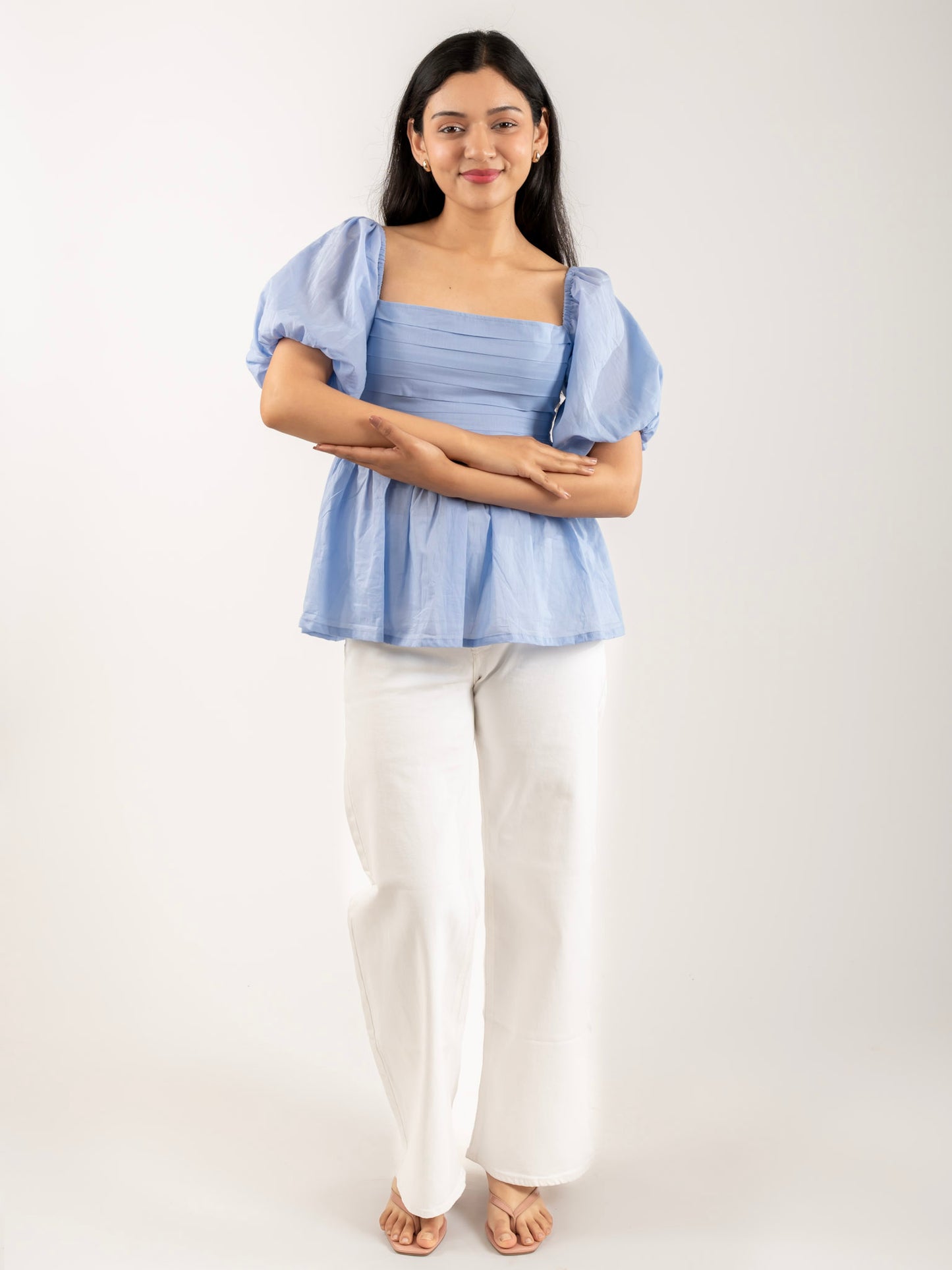 MONOMEE MILLIE COTTON PUFF SLEEVE TOP