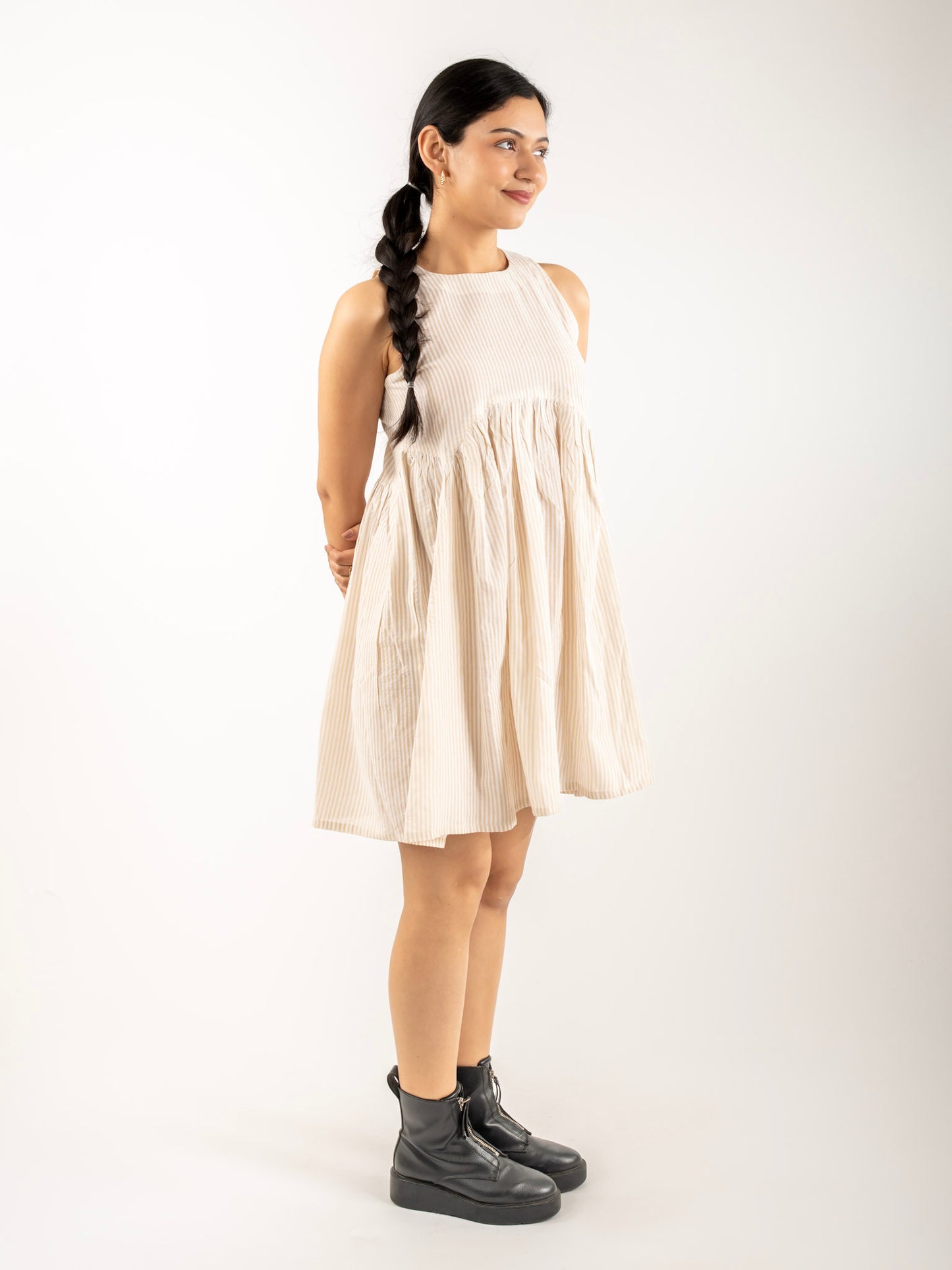MONOMEE GLORIA STRIPED MINI DRESS