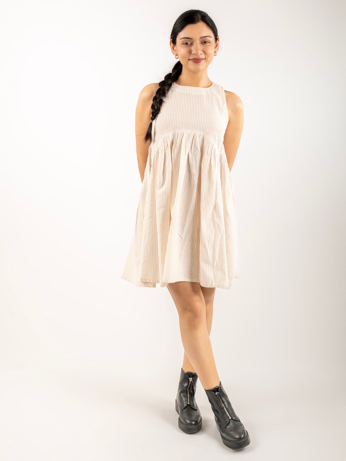 MONOMEE GLORIA STRIPED MINI DRESS