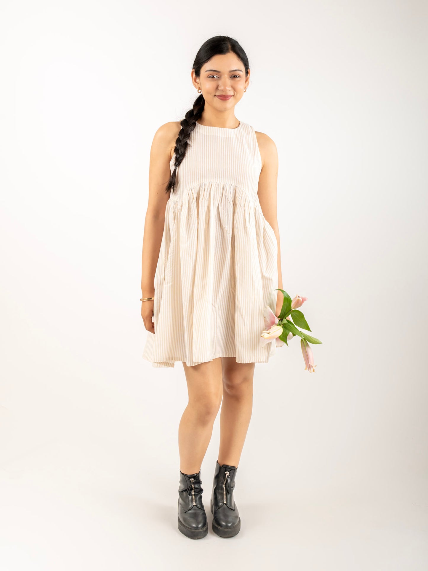 MONOMEE GLORIA STRIPED MINI DRESS