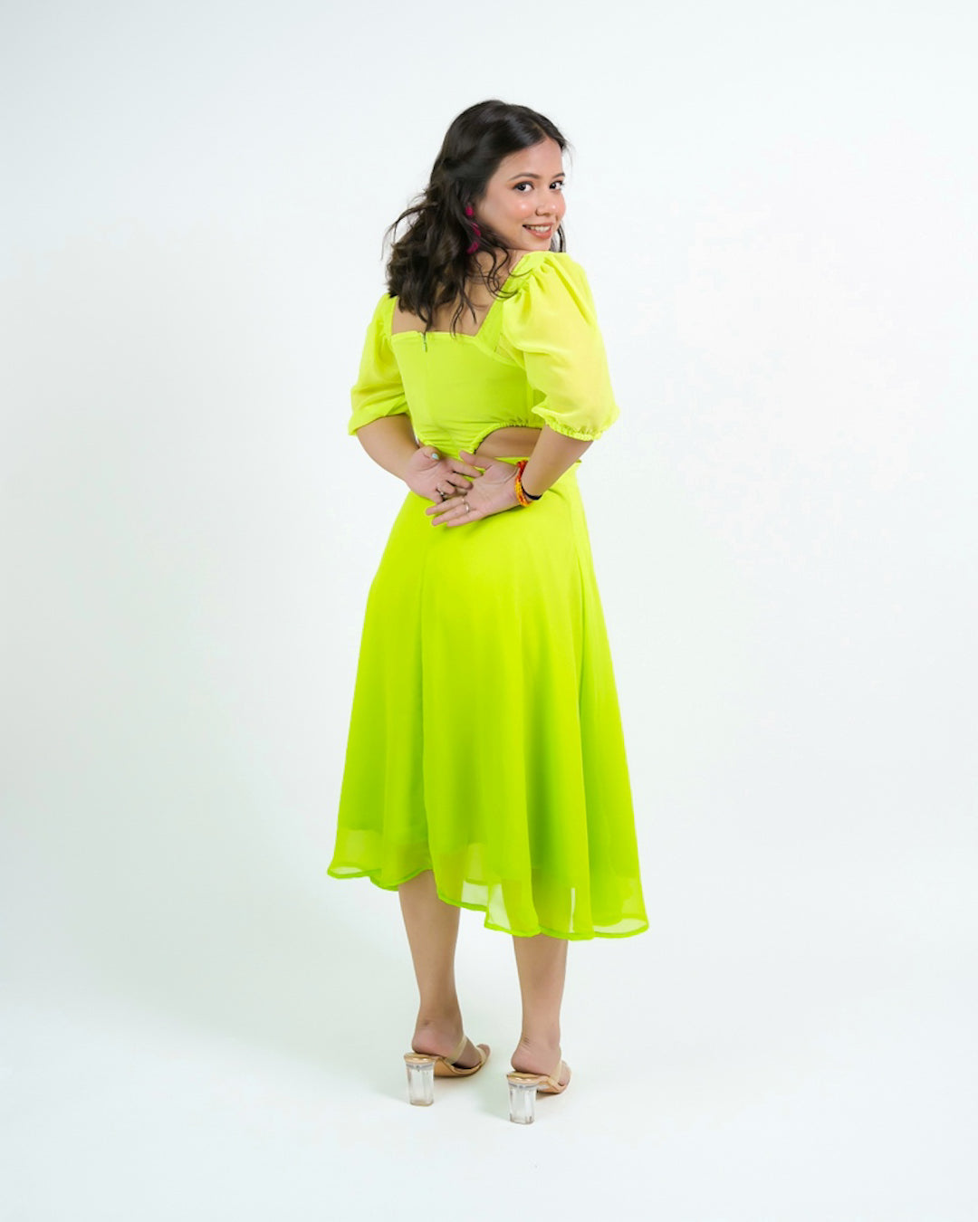 AUDETTE GREEN OMBRE DRESS