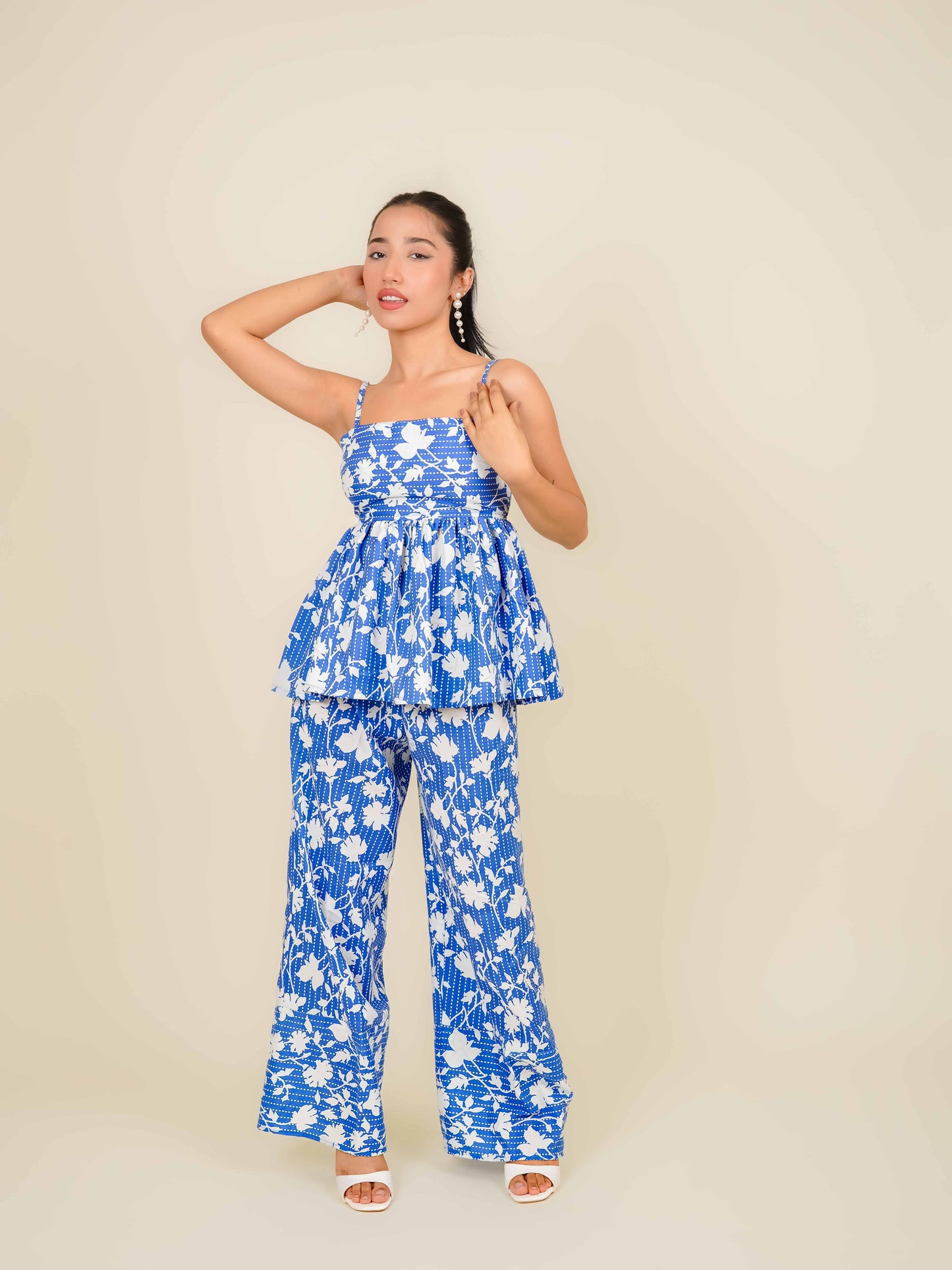 MONOMEE SABRINA BLUE FLORAL CO-ORD SET