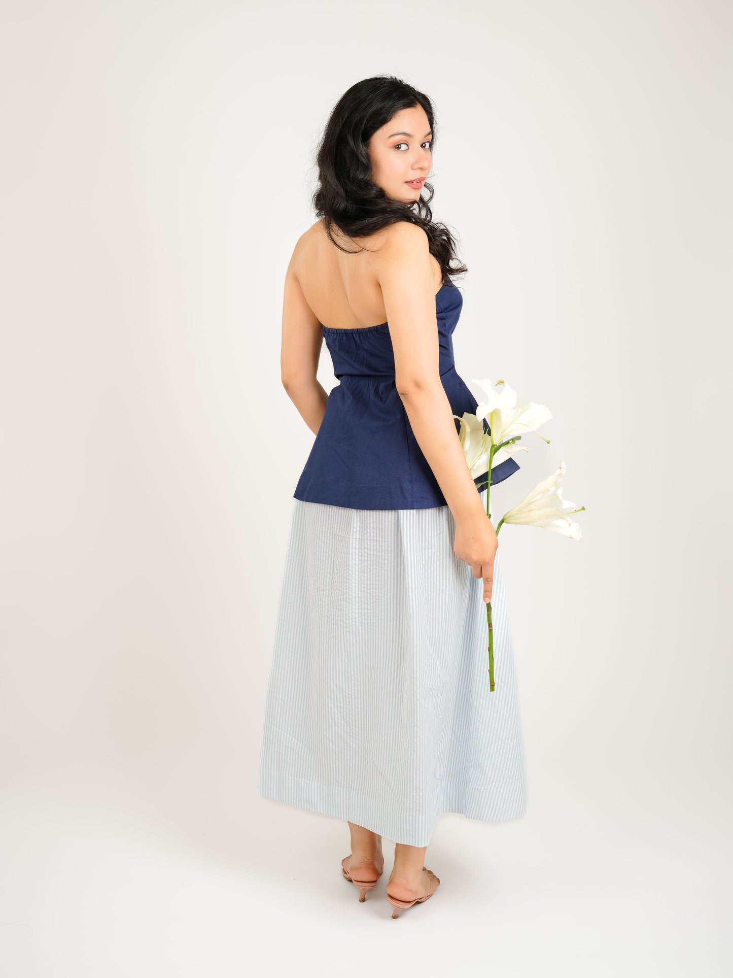 MONOMEE ABBIE NAVY BLUE STRIPE CO-ORD SET