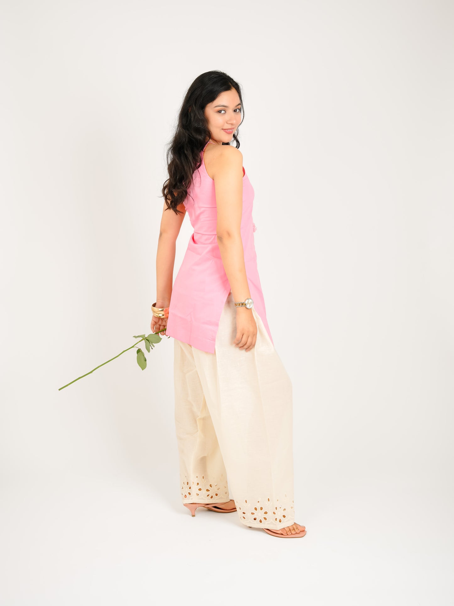 MONOMEE ZIVA SCHIFFLI PINK FARSHI SALWAR KURTA SET