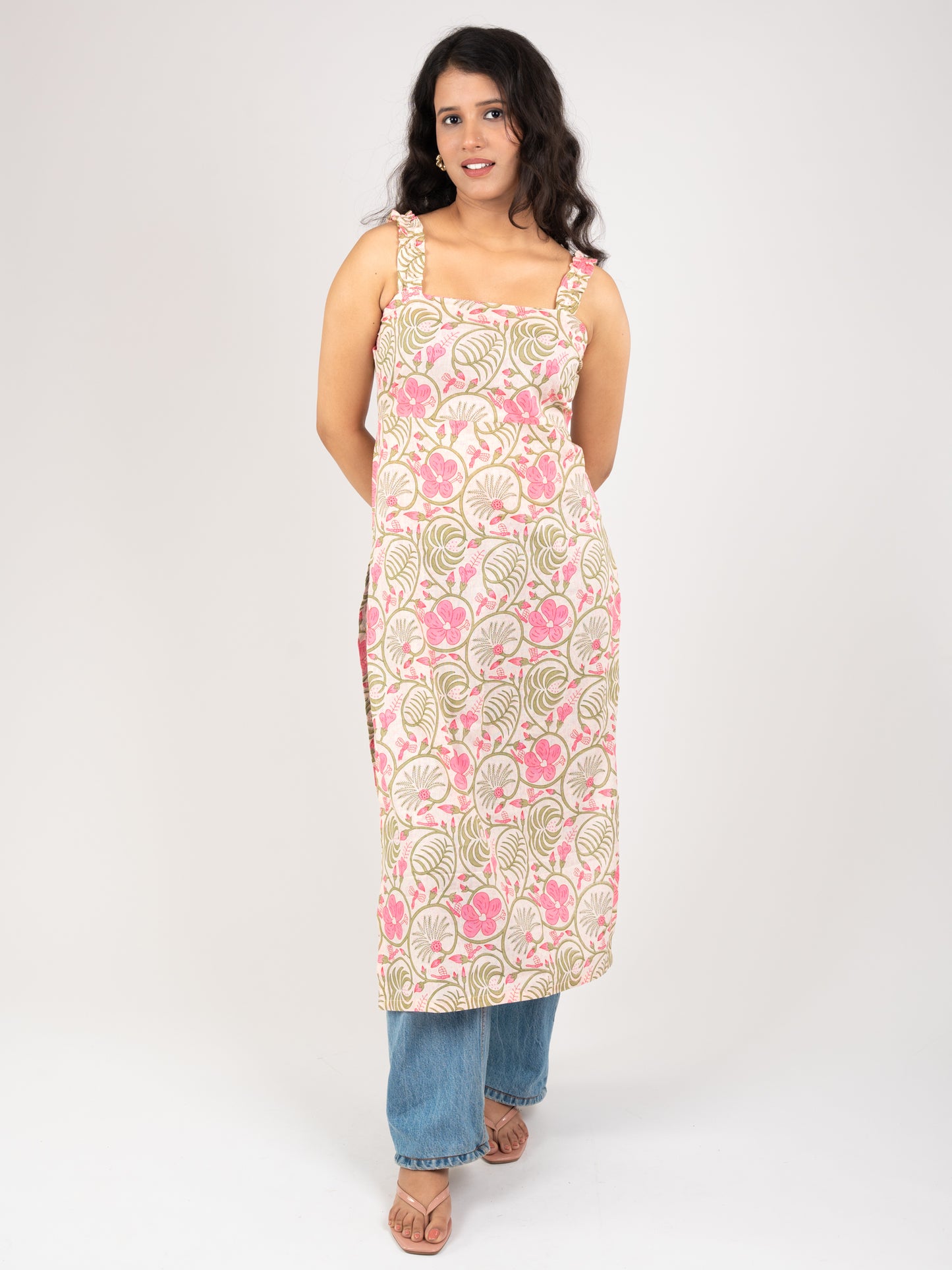 MONOMEE GULAB PRINTED BOW TIE KURTI