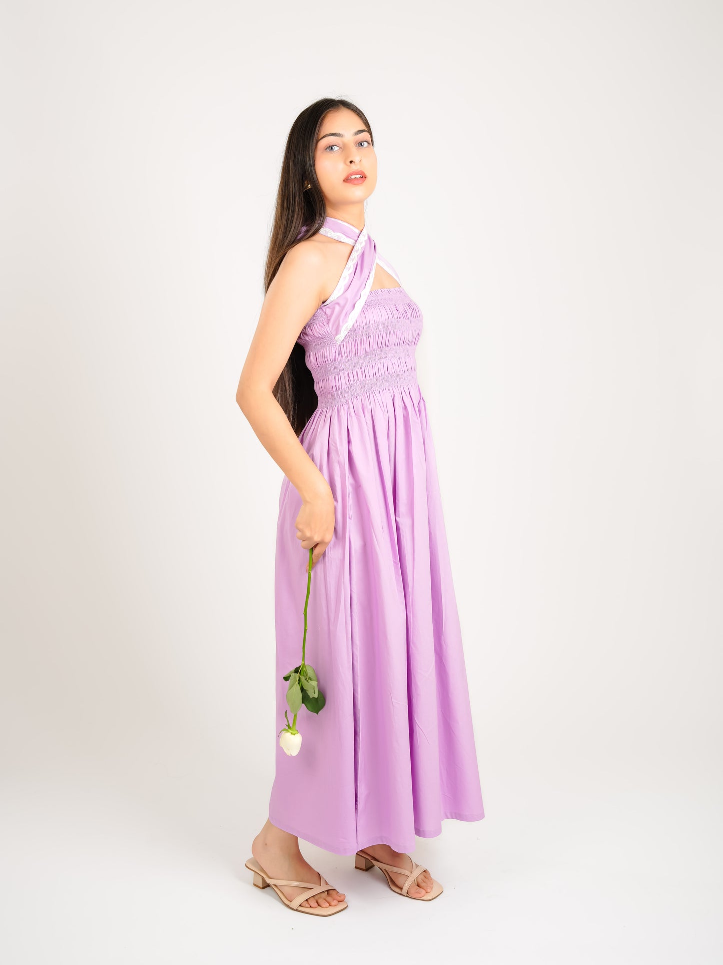 MONOMEE ISABELLA LILAC NECK TIE DRESS