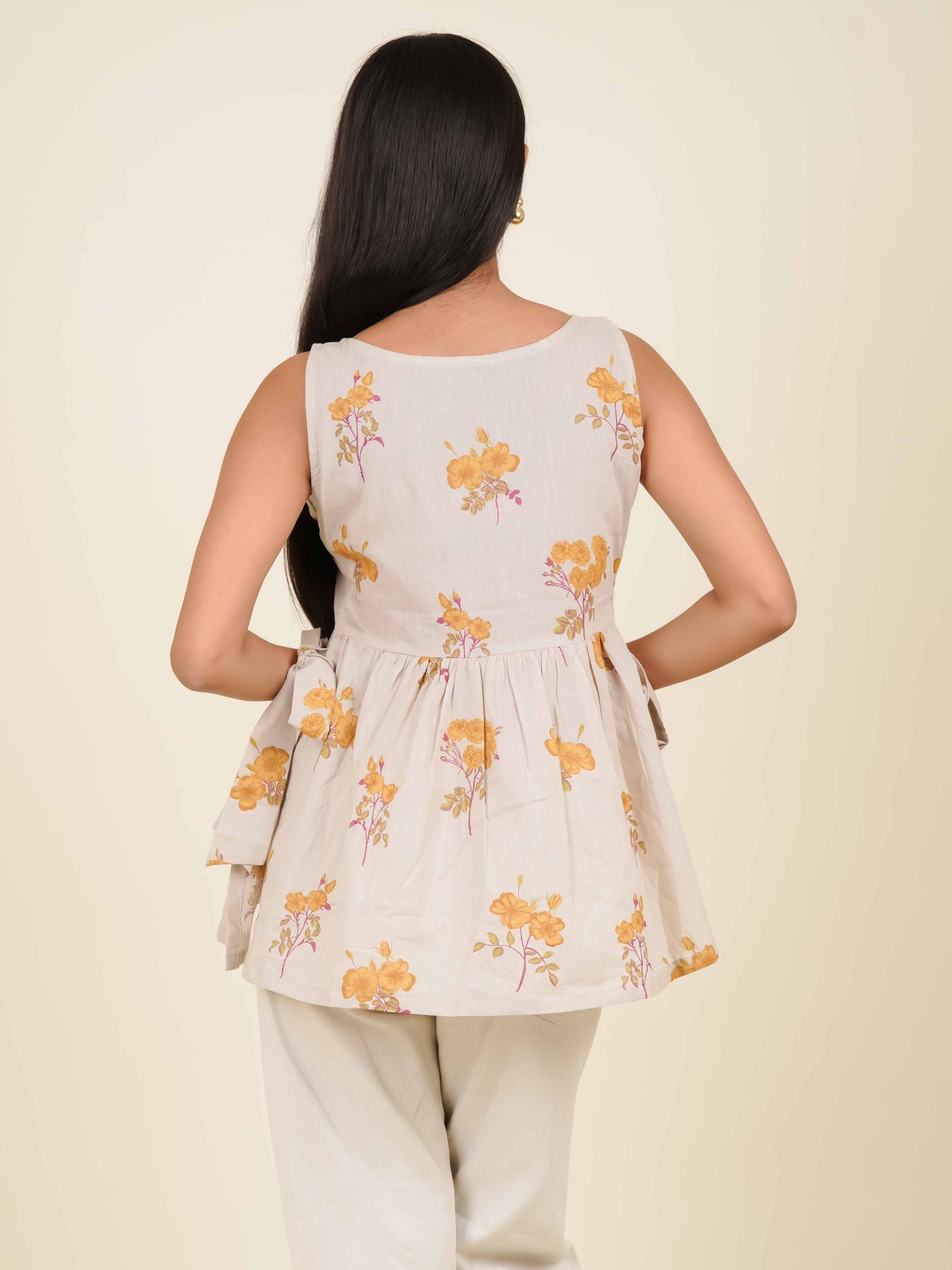 MONOMEE LIVIE FLORAL BOW TIE SHORT KURTI