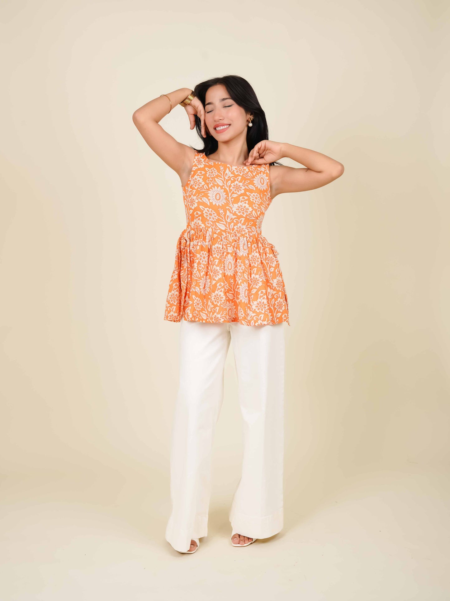 MONOMEE ARIA FLORAL BOW TIE SHORT KURTI