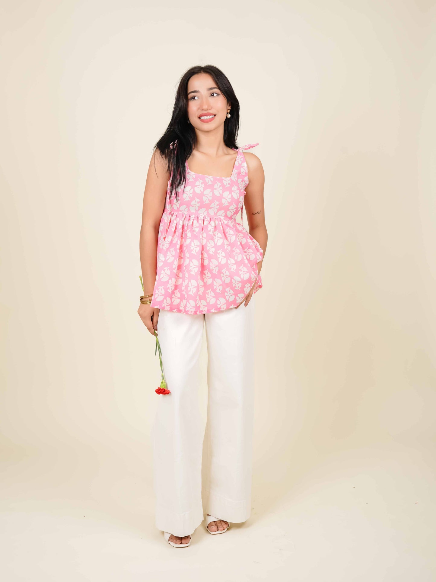 MONOMEE SELMA BOW TIE TASSLE SHORT KURTI