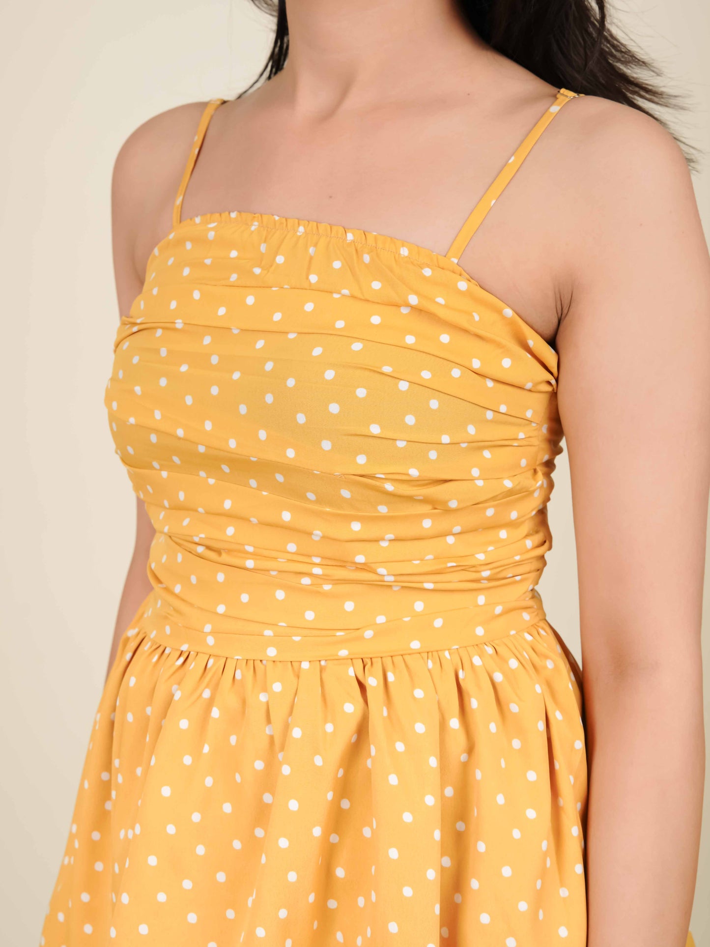 MONOMEE AGATHA YELLOW POLKA DOT BUBBLE TOP