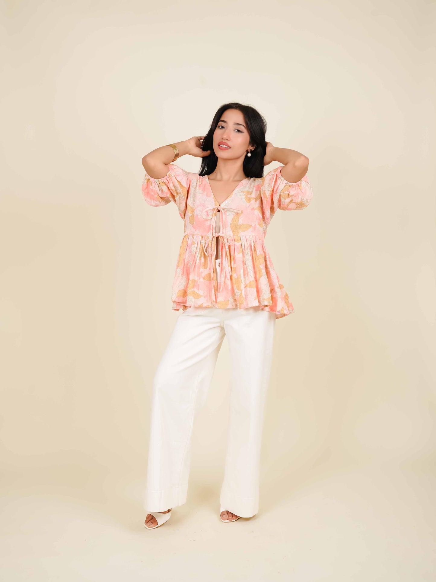 MONOMEE CALLIE PINK FLORAL TOP