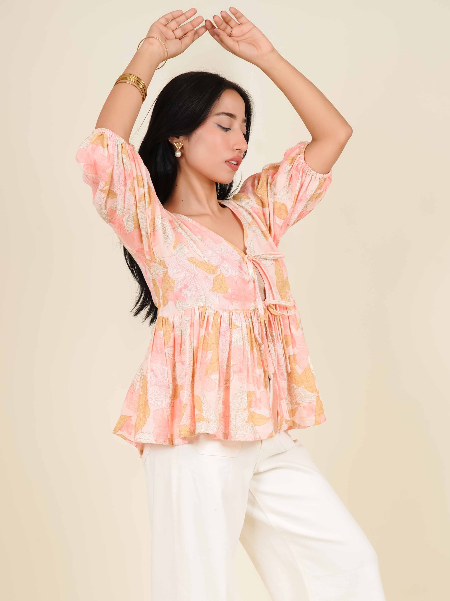 MONOMEE CALLIE PINK FLORAL TOP