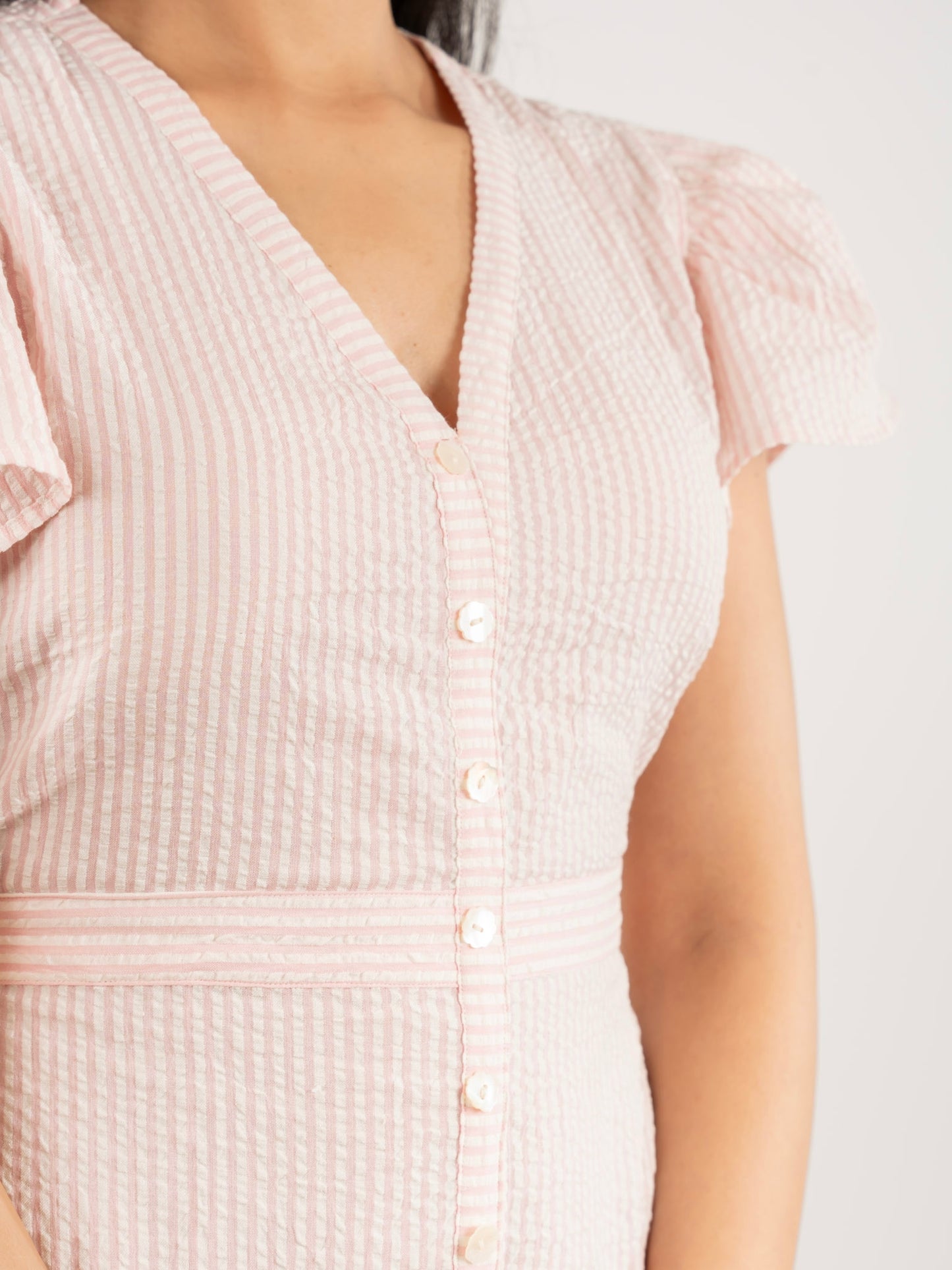 MONOMEE TIFFANY PINK STRIPED COTTON DRESS