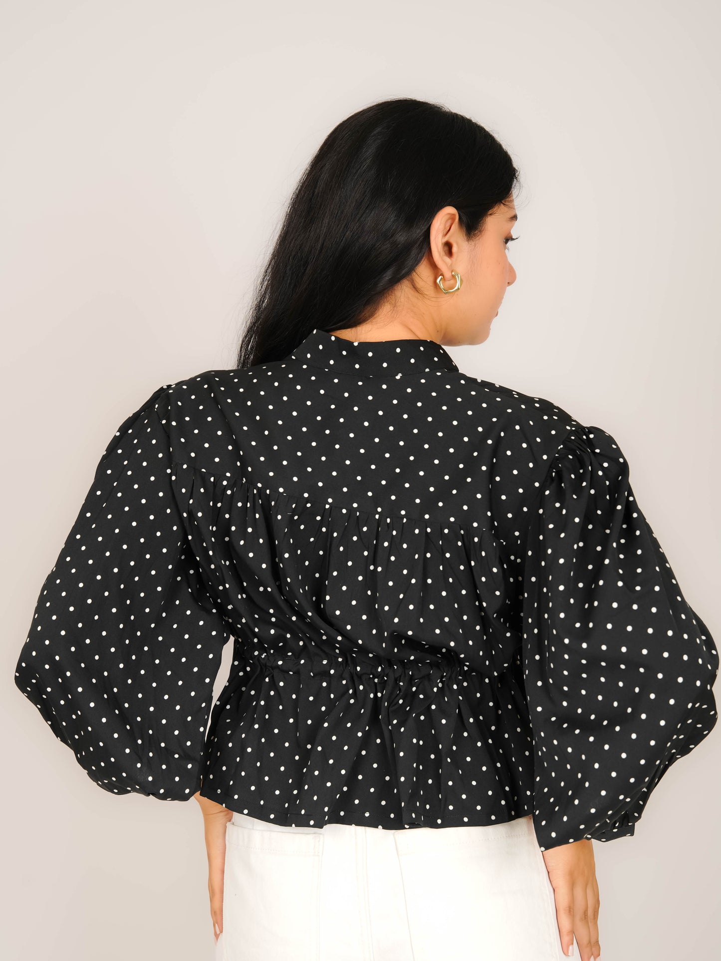 MONOMEE ADINA BLACK POLKA DOT CROP TOP