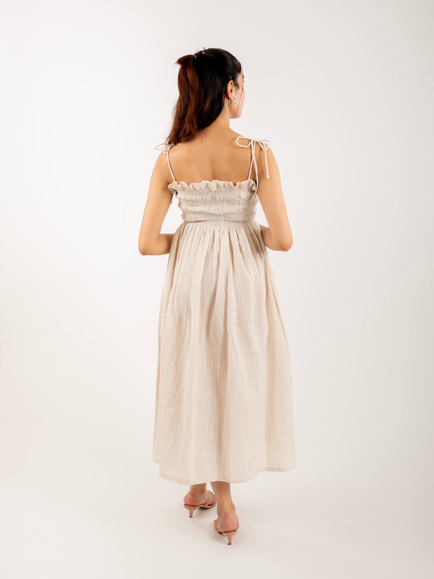 MONOMEE KIMMIE BEIGE STRIPED DRESS