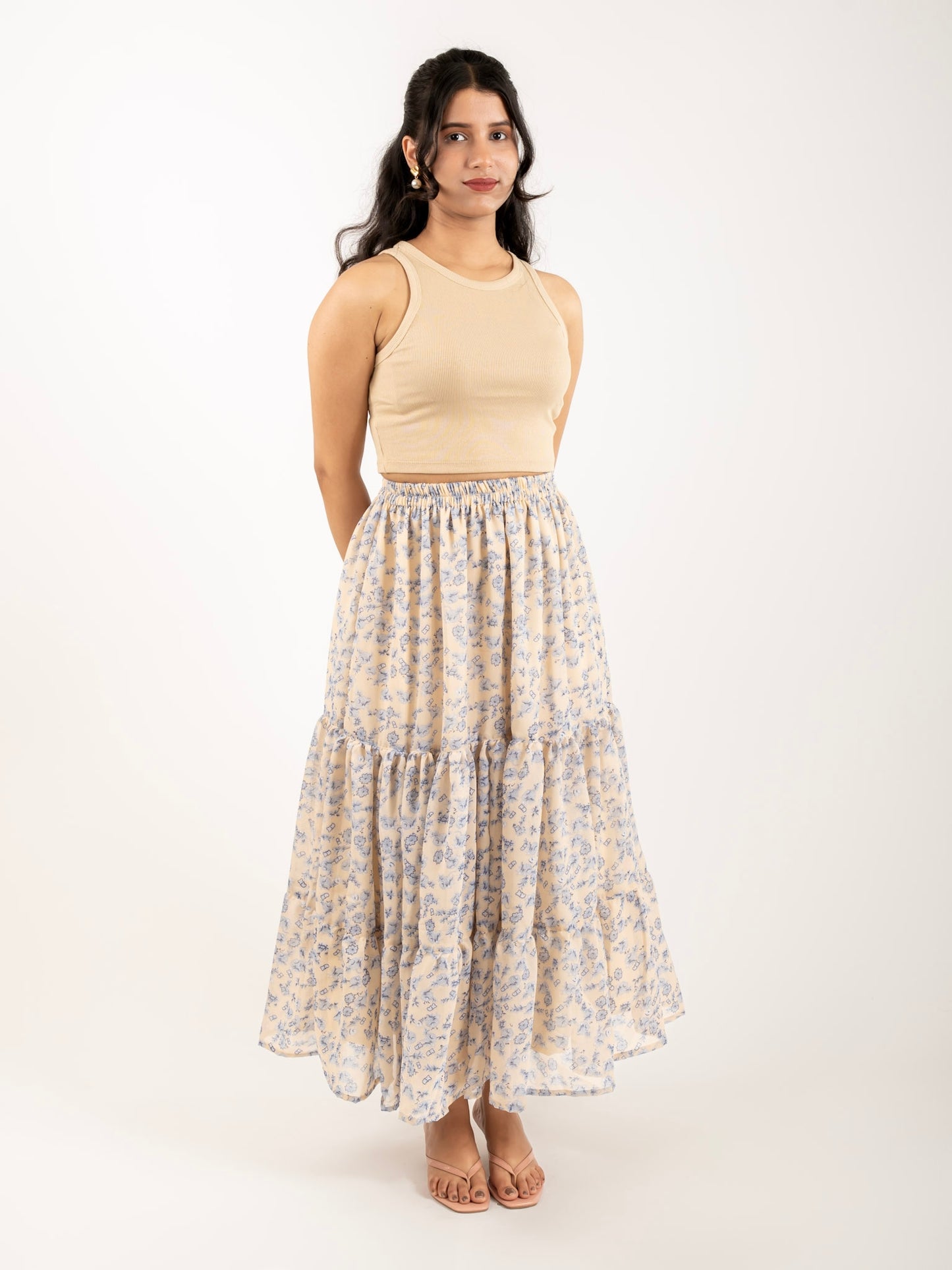 MONOMEE SISI FLORAL TIERED SKIRT