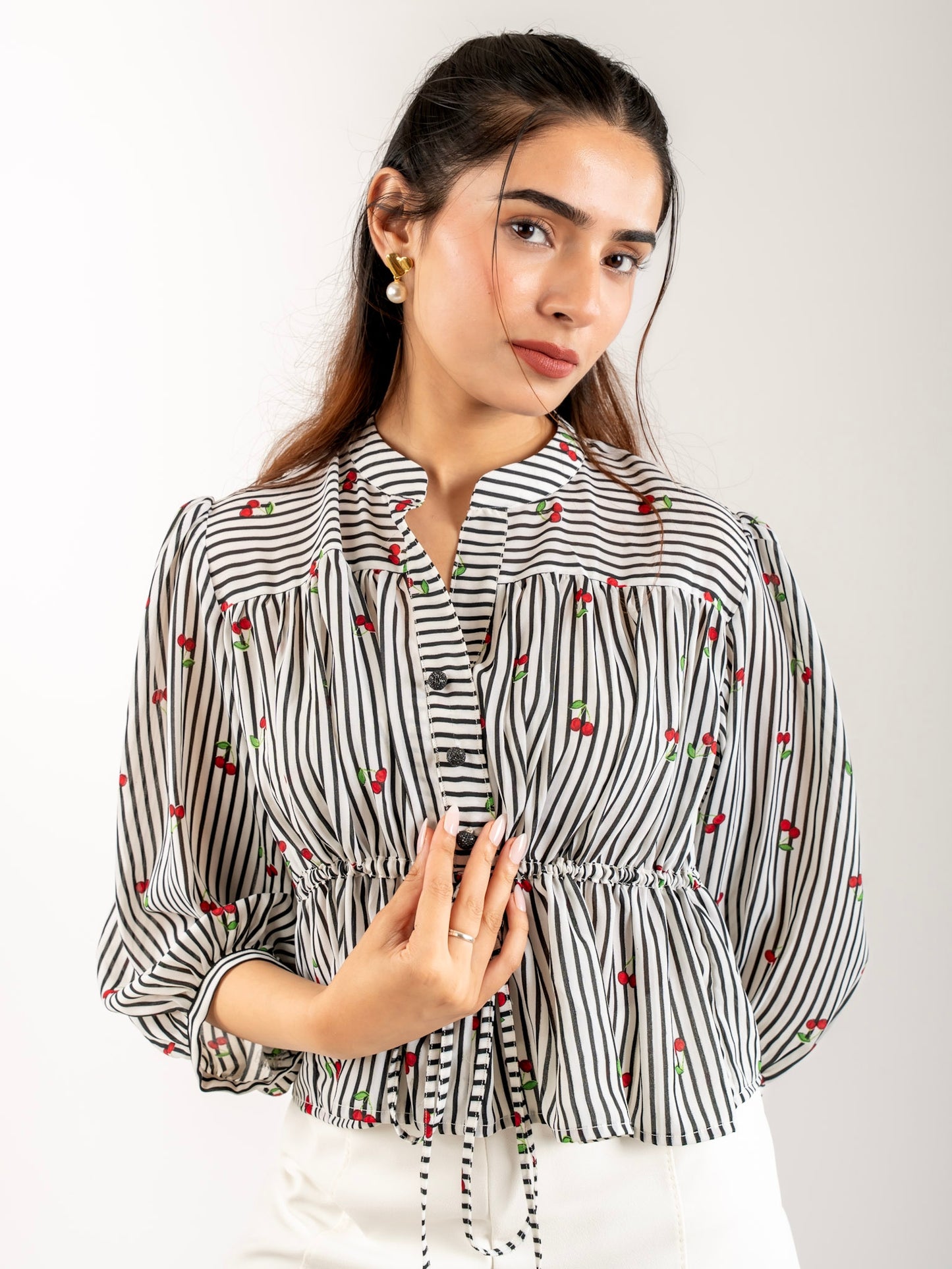 MONOMEE MAEVE BLACK STRIPED TOP