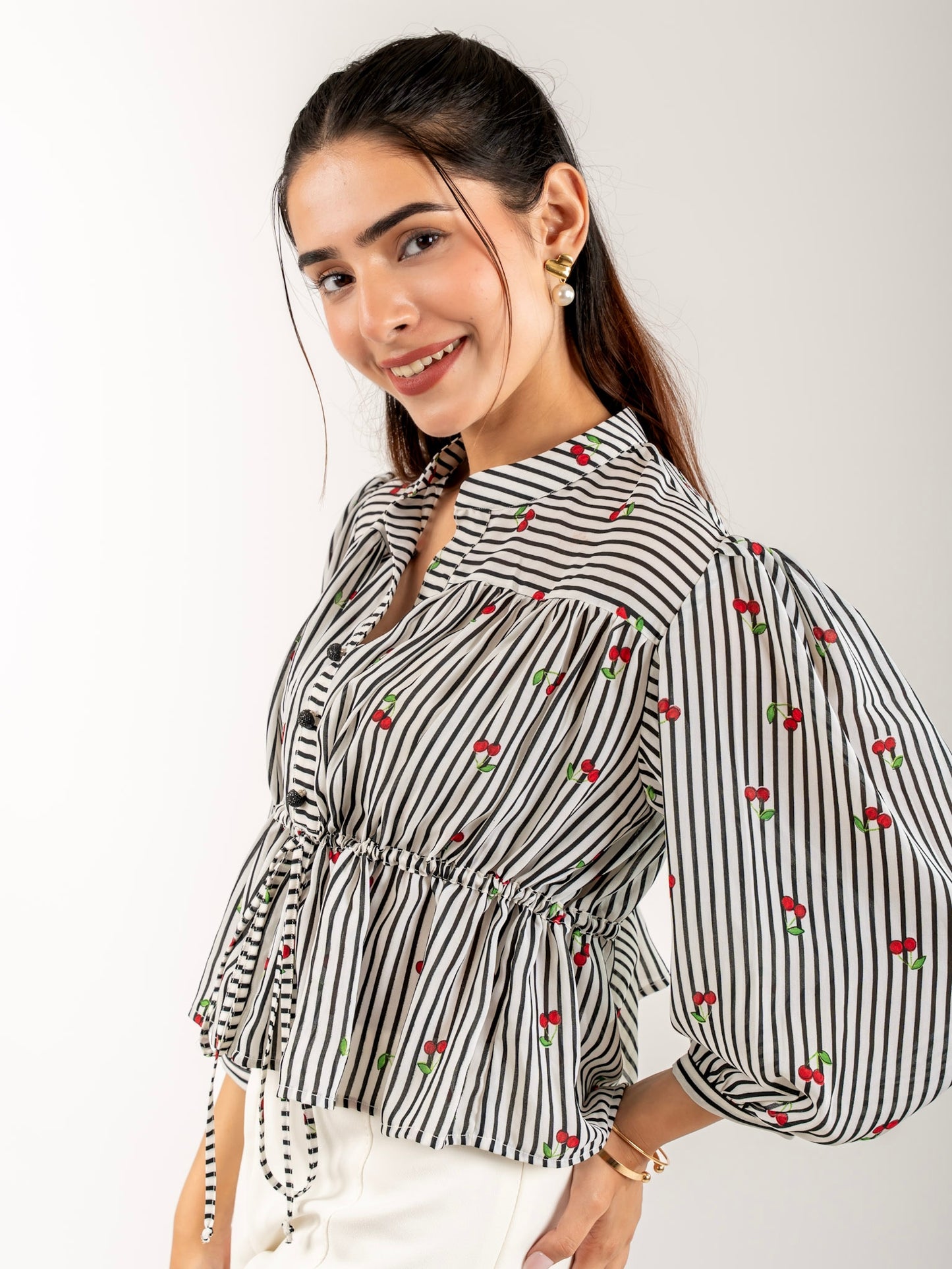 MONOMEE MAEVE BLACK STRIPED TOP