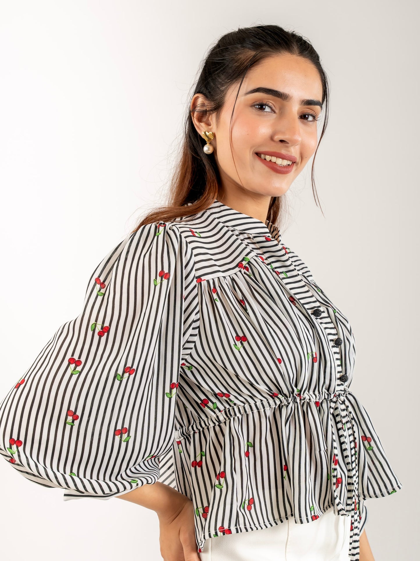 MONOMEE MAEVE BLACK STRIPED TOP