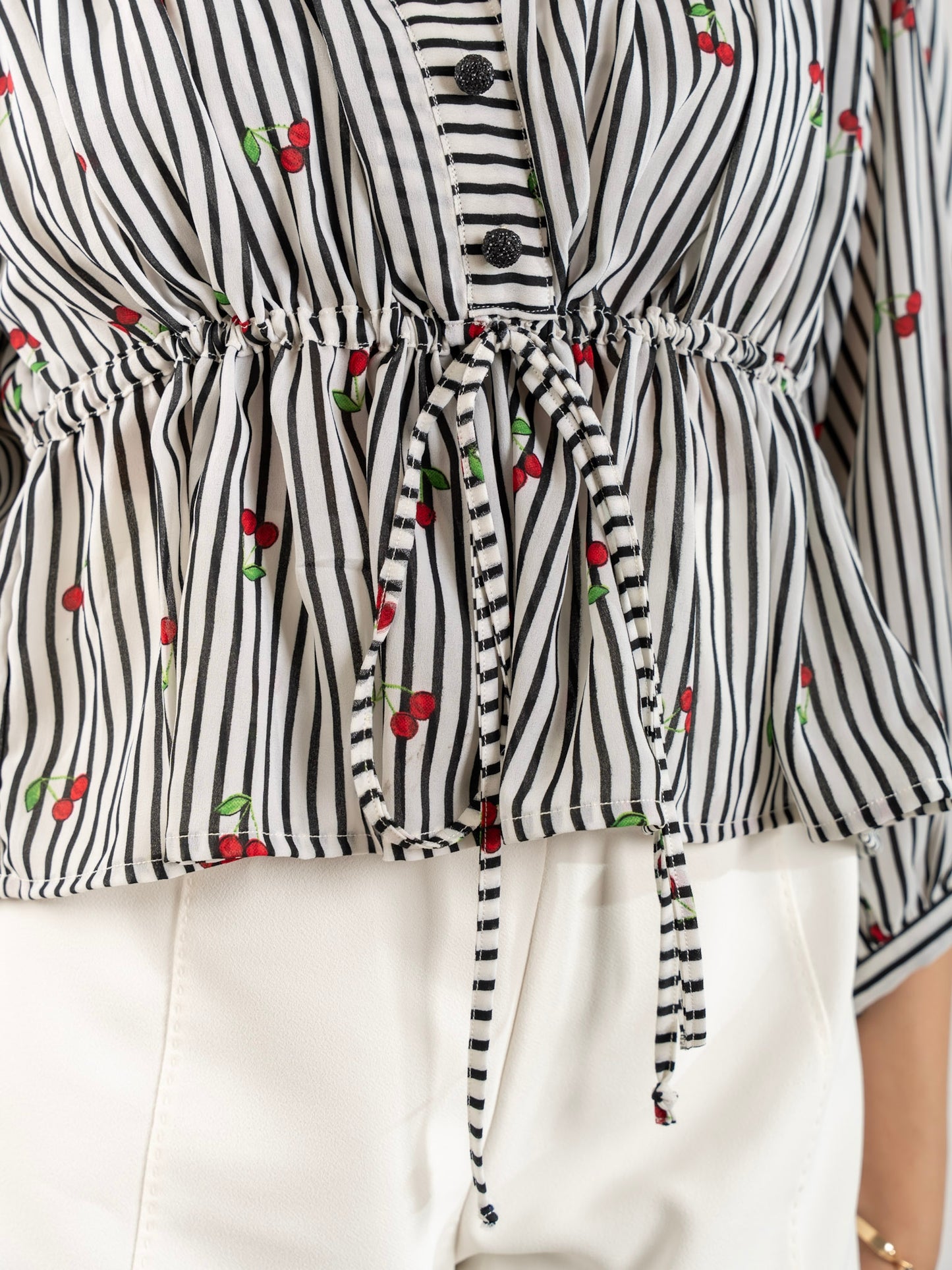 MONOMEE MAEVE BLACK STRIPED TOP