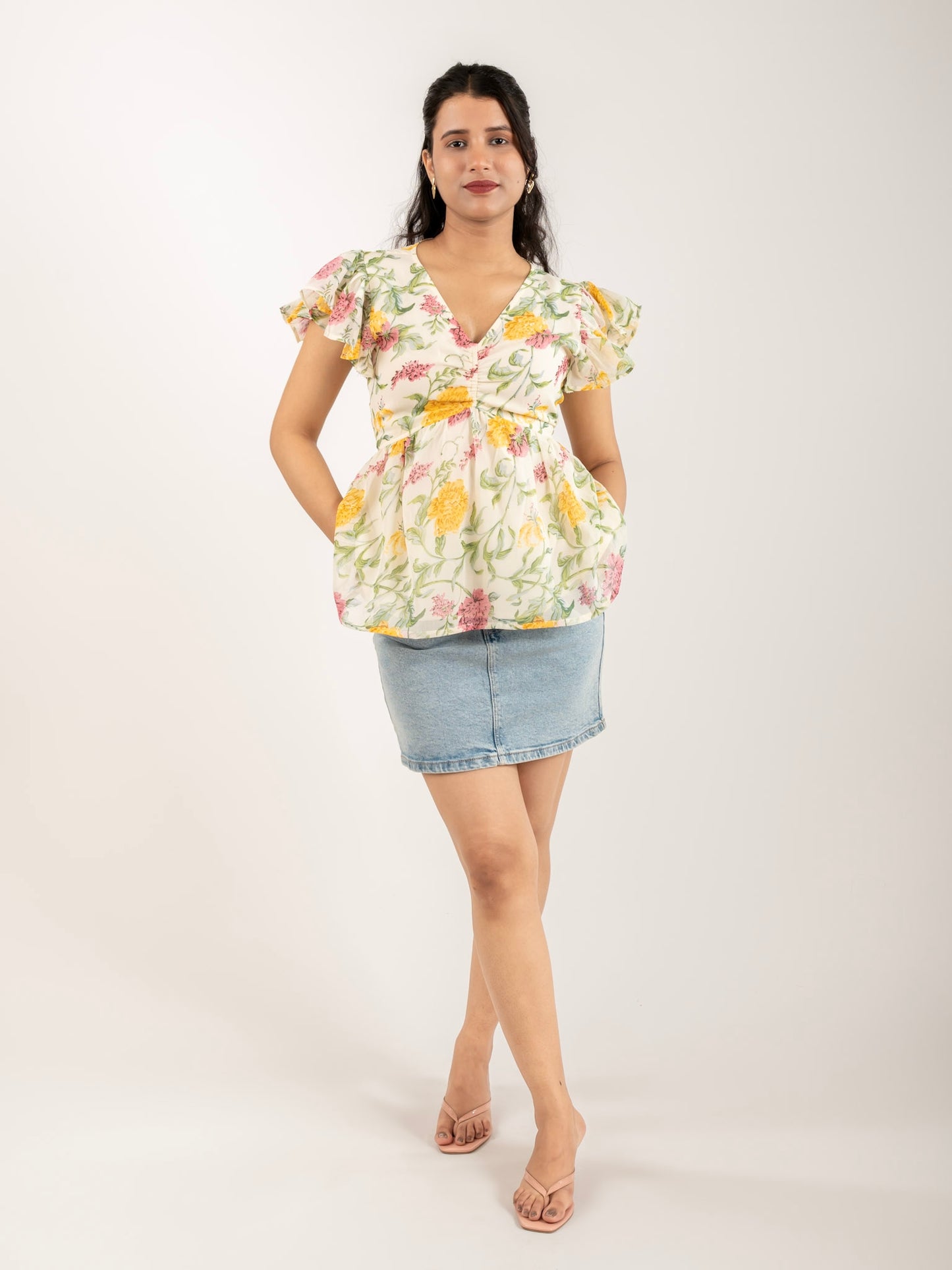 MONOMEE PERDITA GEORGETTE FLORAL TOP