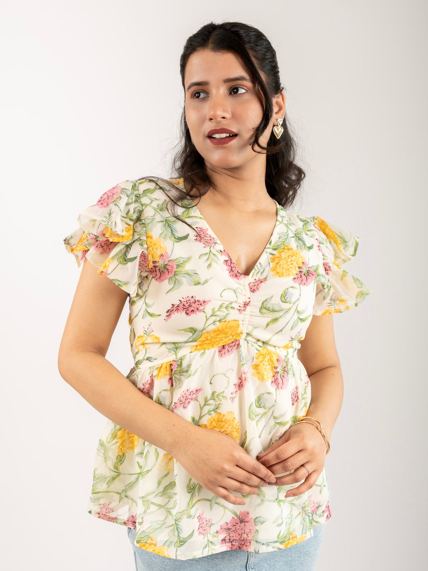 MONOMEE PERDITA GEORGETTE FLORAL TOP