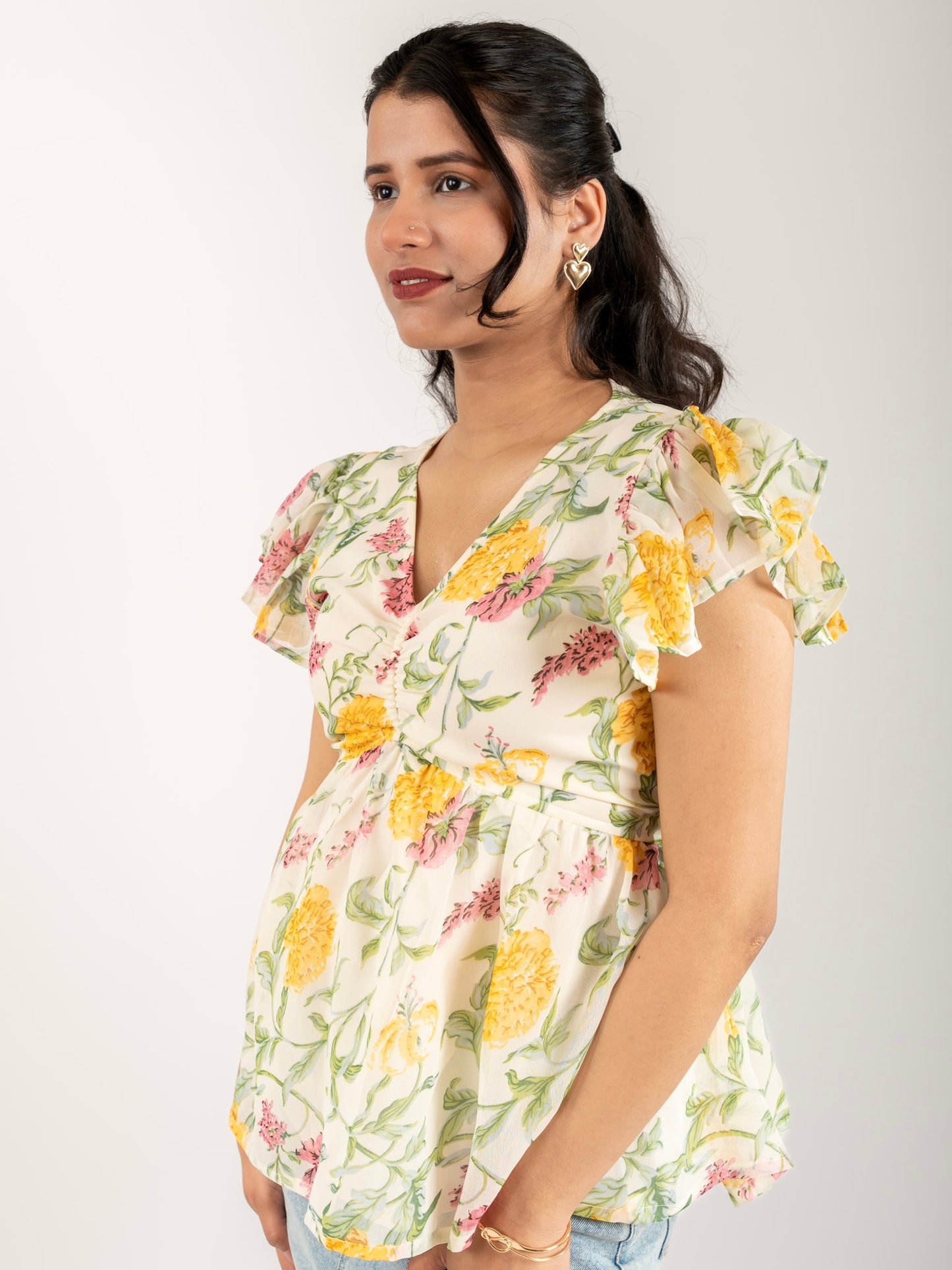 MONOMEE PERDITA GEORGETTE FLORAL TOP