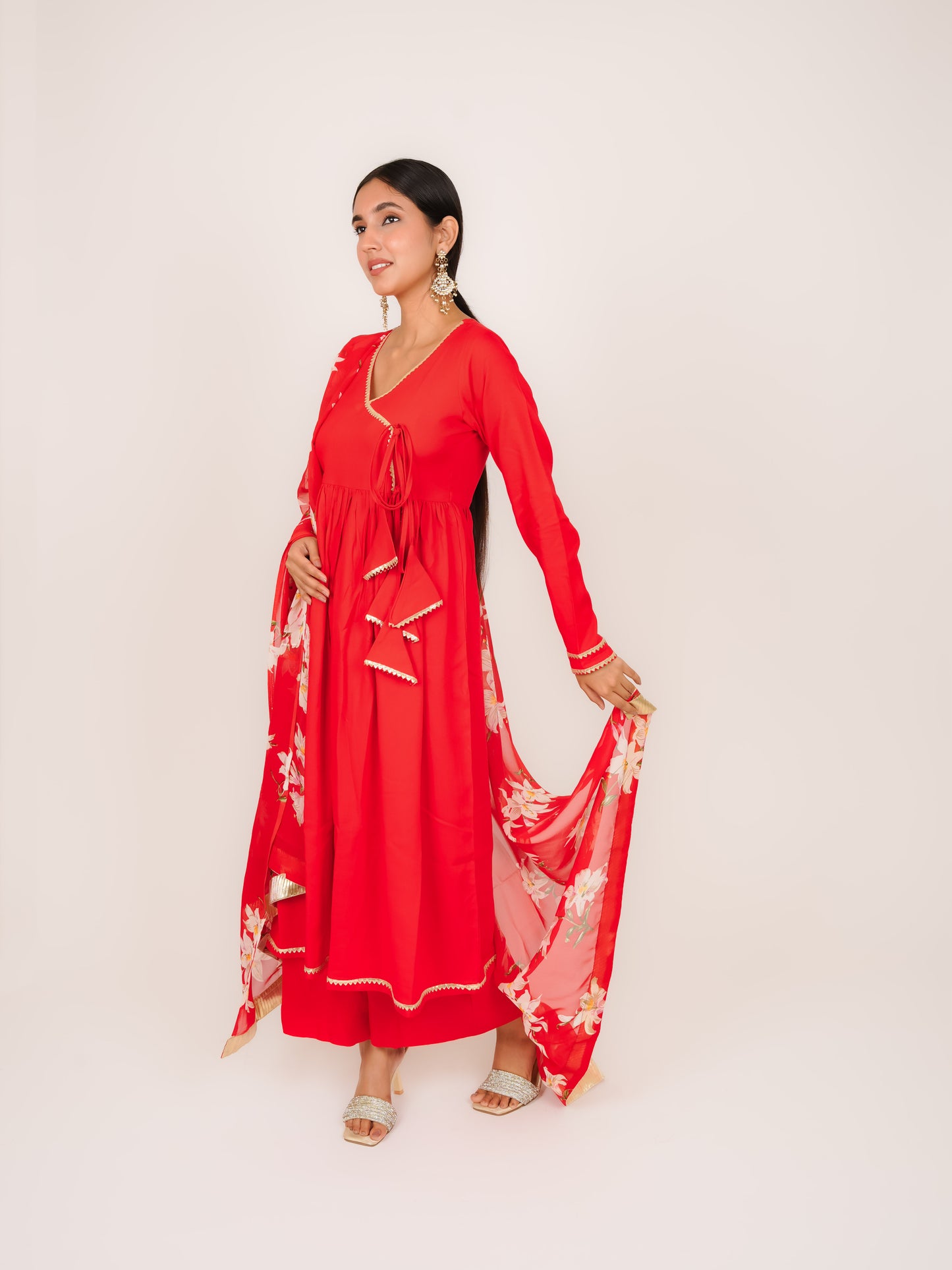 ANVITHA RAYON ANGARAKHA KURTA SET WITH DUPATTA