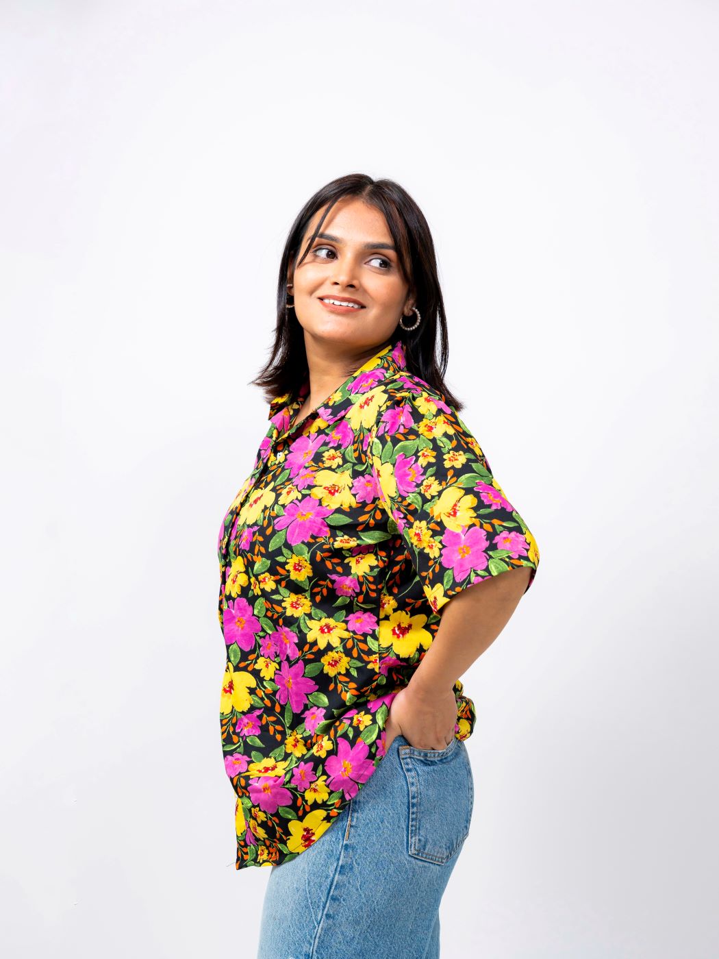 AURORA BLACK FLORAL SHIRT
