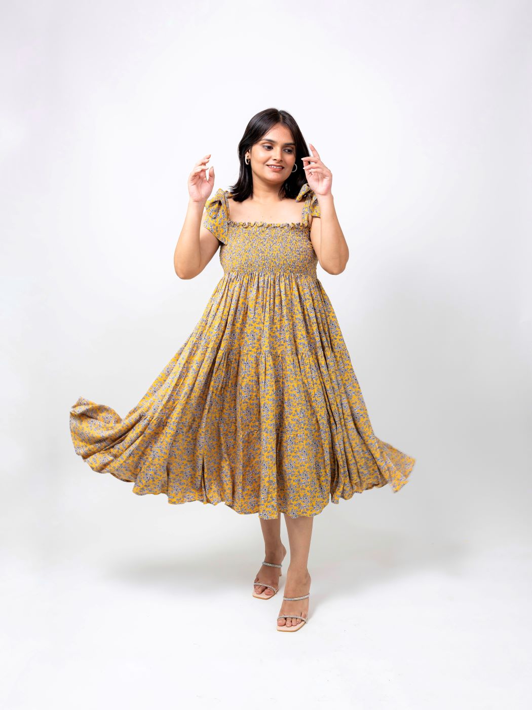 EVA YELLOW MIDI SUNDRESS
