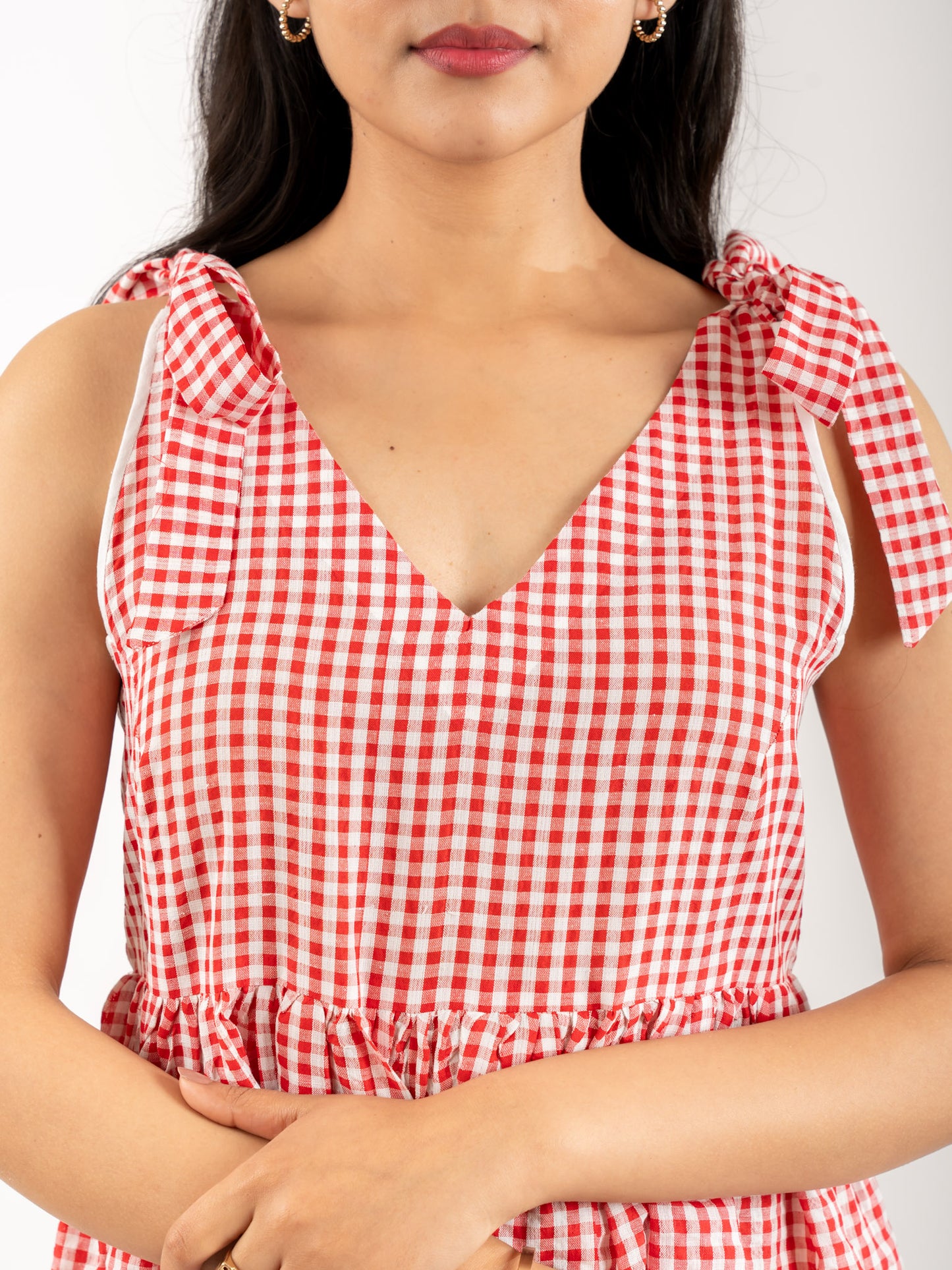 MONOMEE SUSIE RED & WHITE GINGHAM DRESS