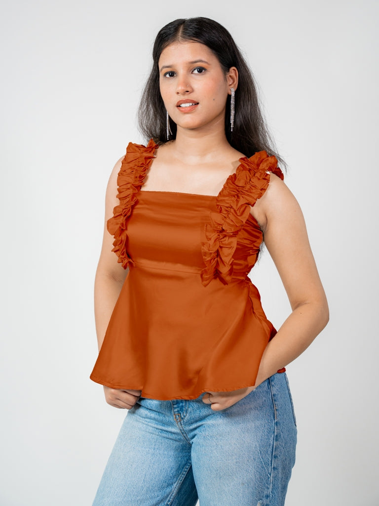 MONOMEE KHLOE OFF WHITE SATIN TOP