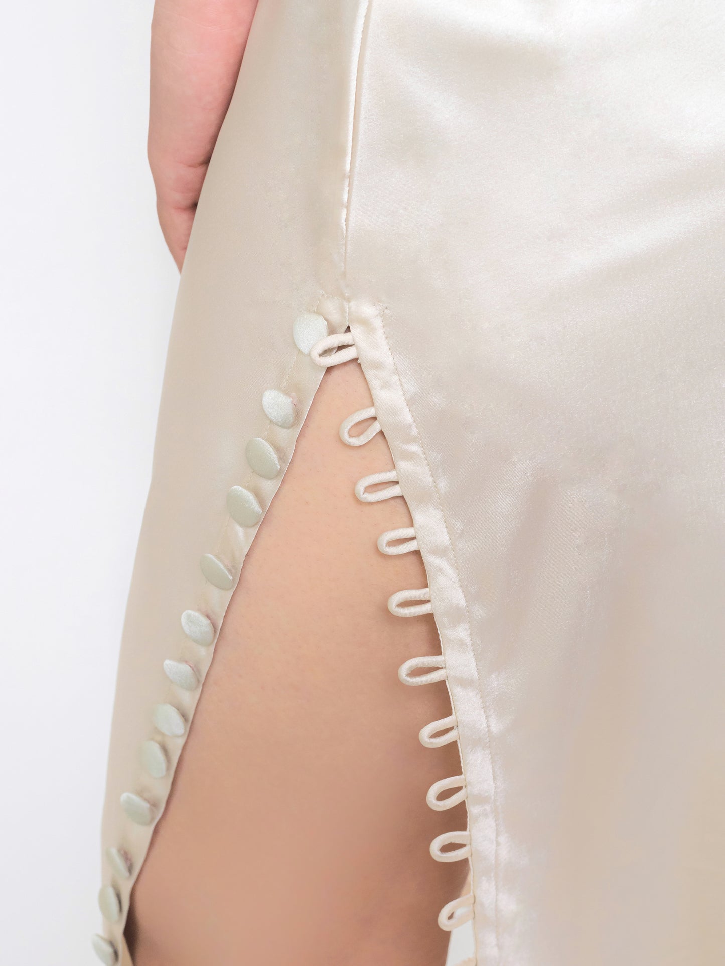 HELEN SATIN SLIP DRESS with FUR CAPE