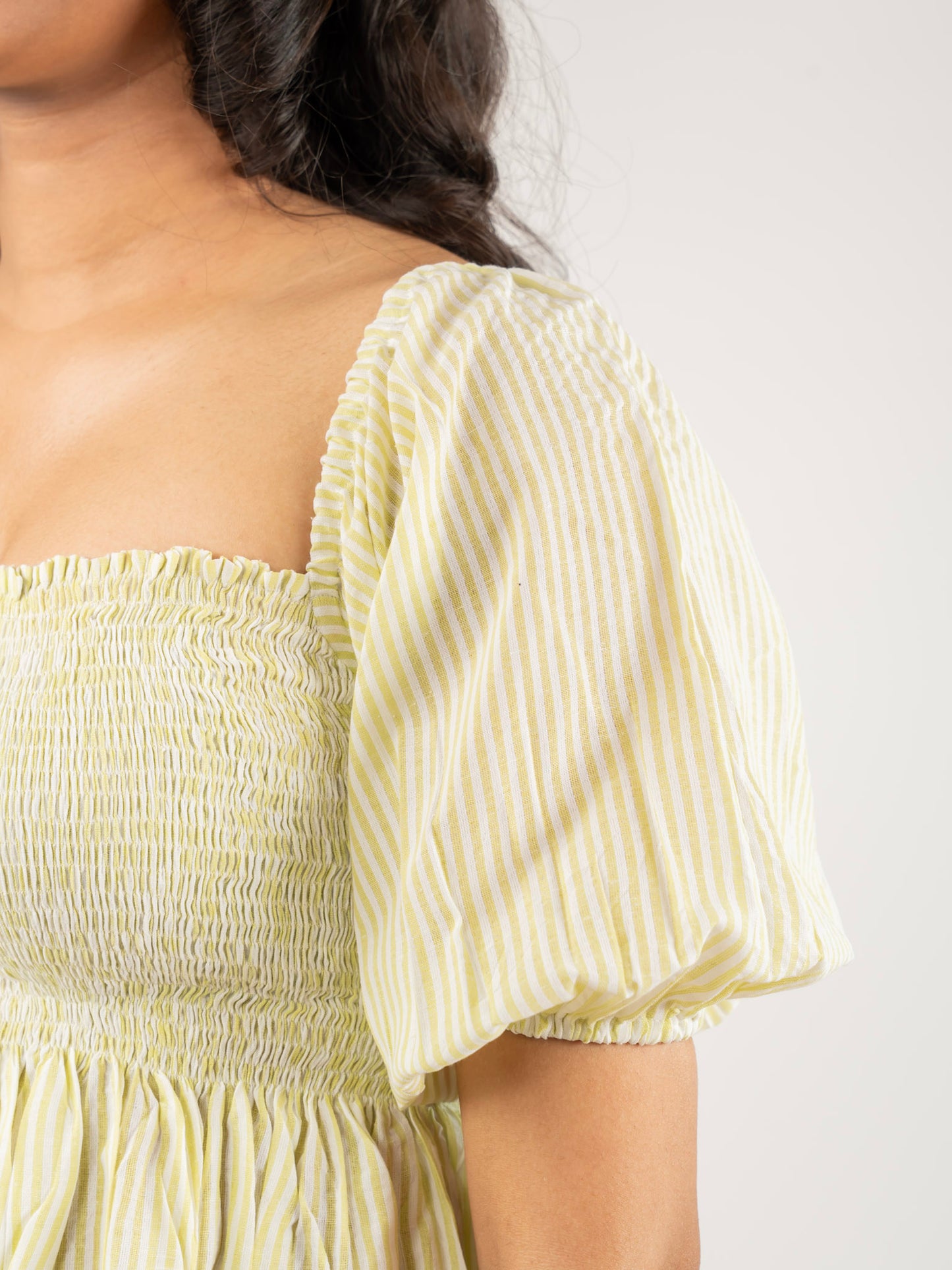 MONOMEE BILLY GREEN STRIPED DRESS