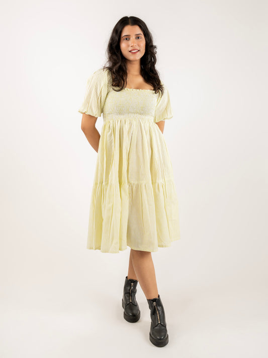 MONOMEE BILLY GREEN STRIPED DRESS