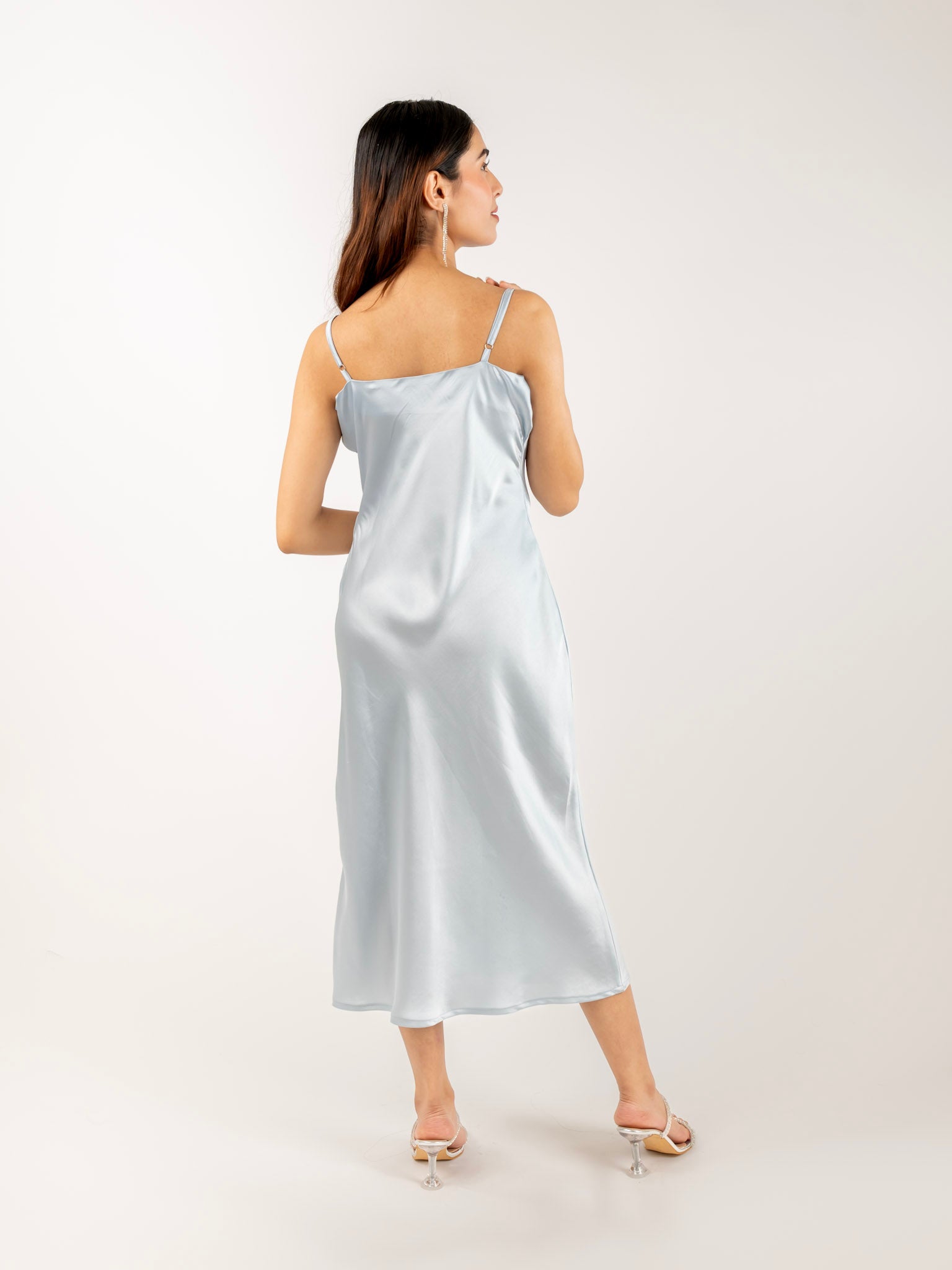 Satin Slip Ice Blue Slip Dress Ylona Midi Dress Asymmetric Draped Bias Cut Satin Slip Dress Satin Slip Ice Blue Slip Dress Ylona Midi Dress Asymmetric Draped Bias Cut Satin Slip Dress