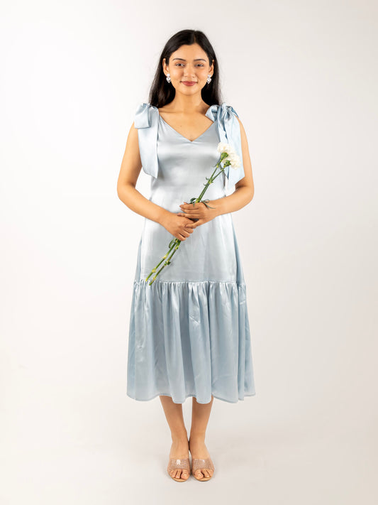 MONOMEE WILLOW SATIN BOW TIE DRESS