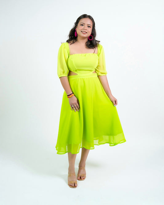 AUDETTE GREEN OMBRE DRESS