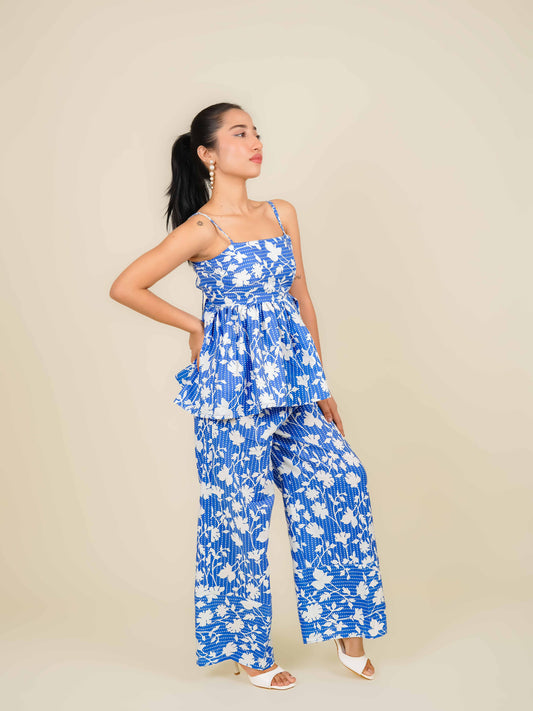 MONOMEE SABRINA BLUE FLORAL CO-ORD SET