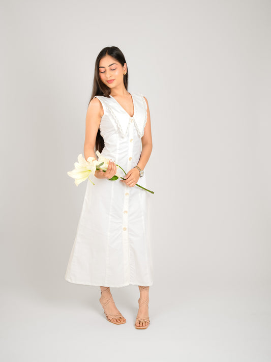 MONOMEE DAHLIA PETER PAN COLLAR LACE DRESS