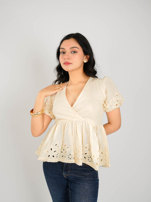MONOMEE KYRA SCHIFFLI CROP TOP
