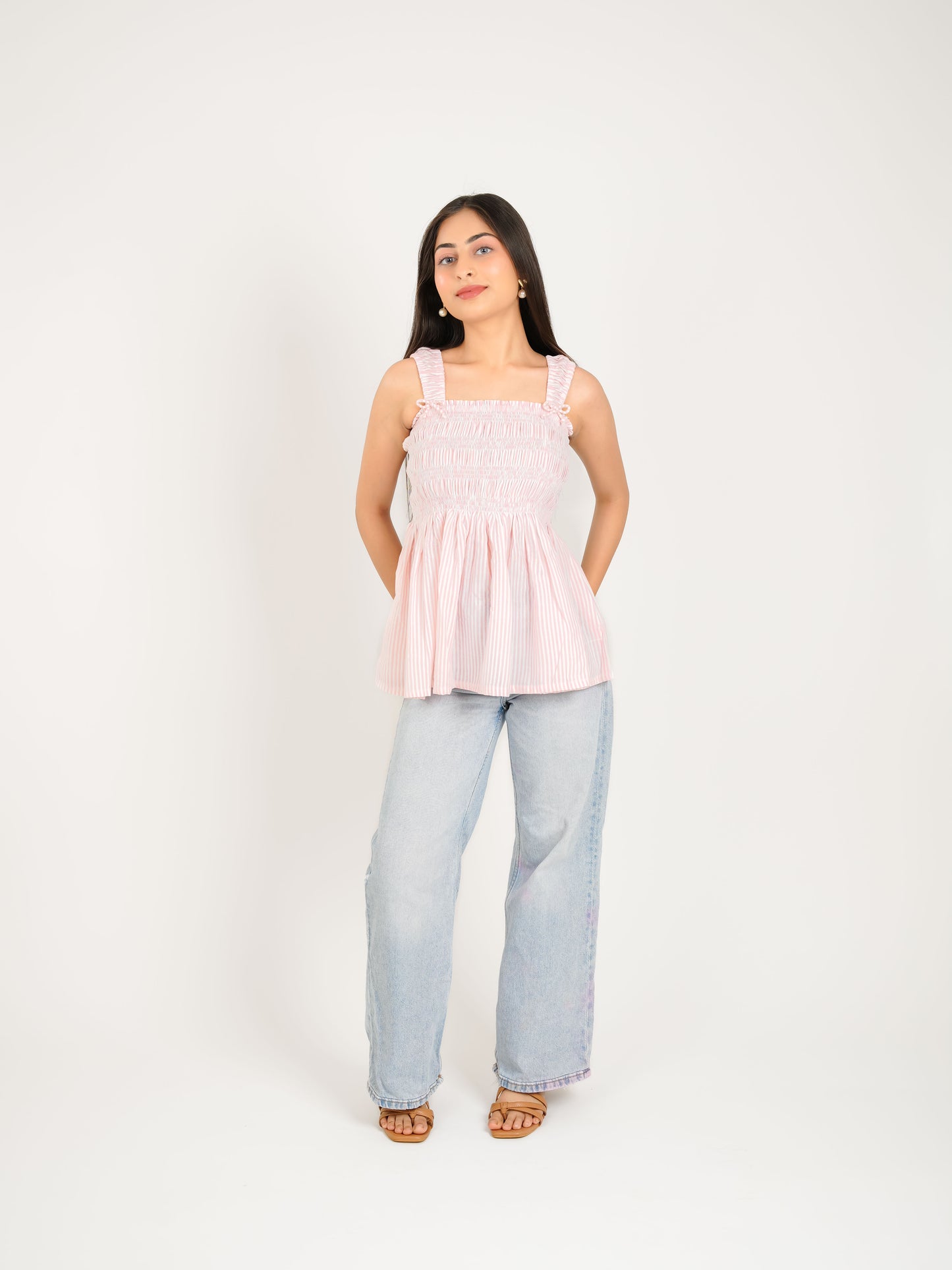 MONOMEE ZOE PINK STRIPE TOP